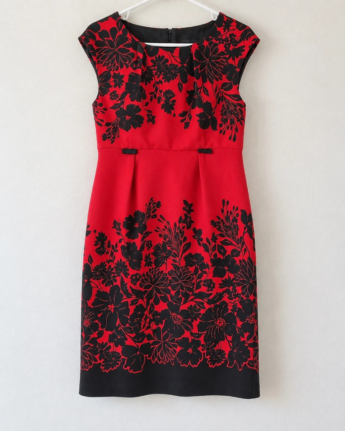 Connected Apparel Red & Black Floral Dress – Size 14
