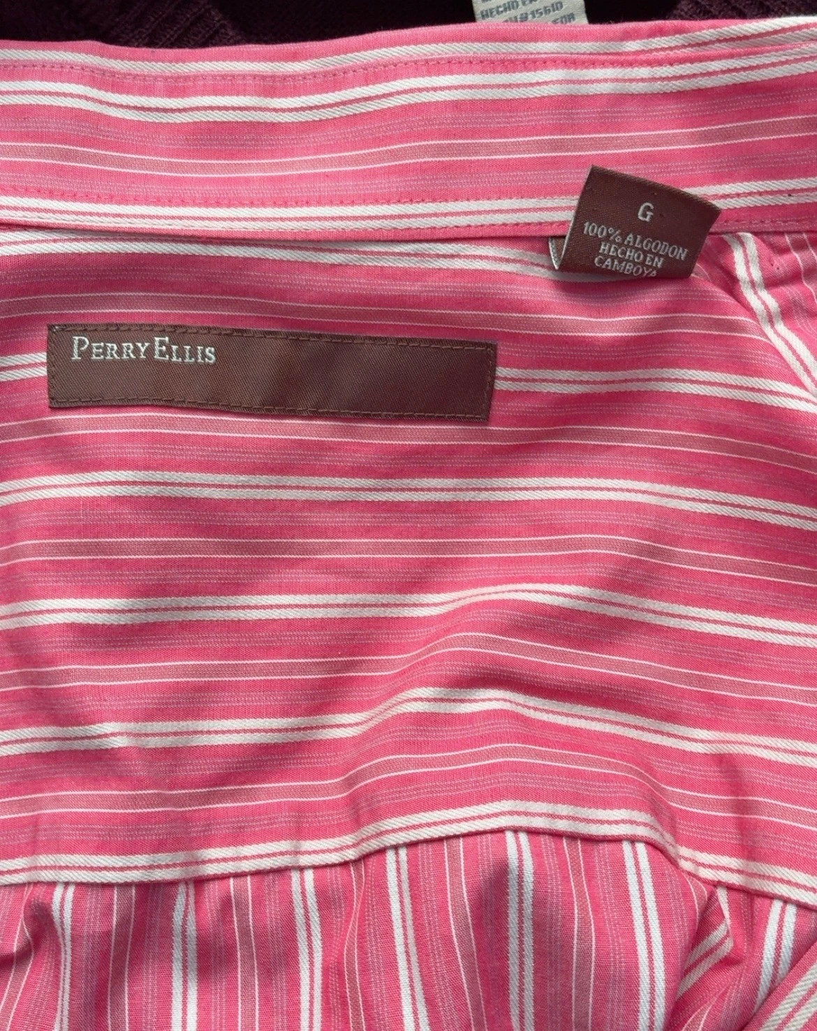 Perry Ellis Men’s Pink Striped Button-Up Shirt – Size L – Perry Ellis – taille L 2