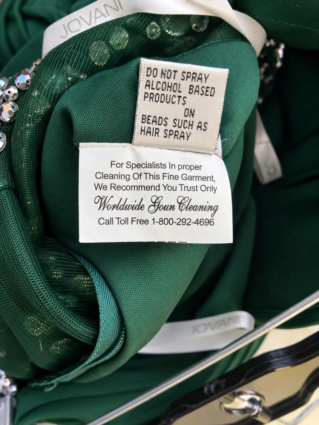 JVN by Jovani Emerald Green Rhinestone Ruched Dress Size 2 – Jovani – taille XS / US 2 3