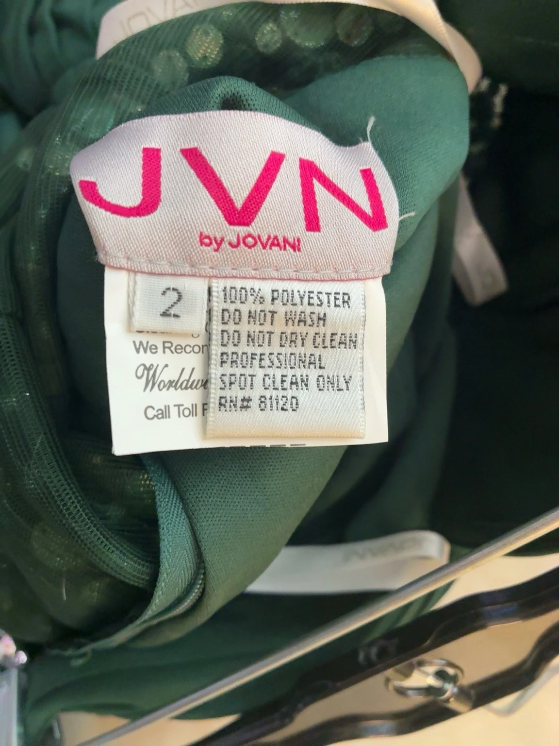 JVN by Jovani Emerald Green Rhinestone Ruched Dress Size 2 – Jovani – taille XS / US 2 4
