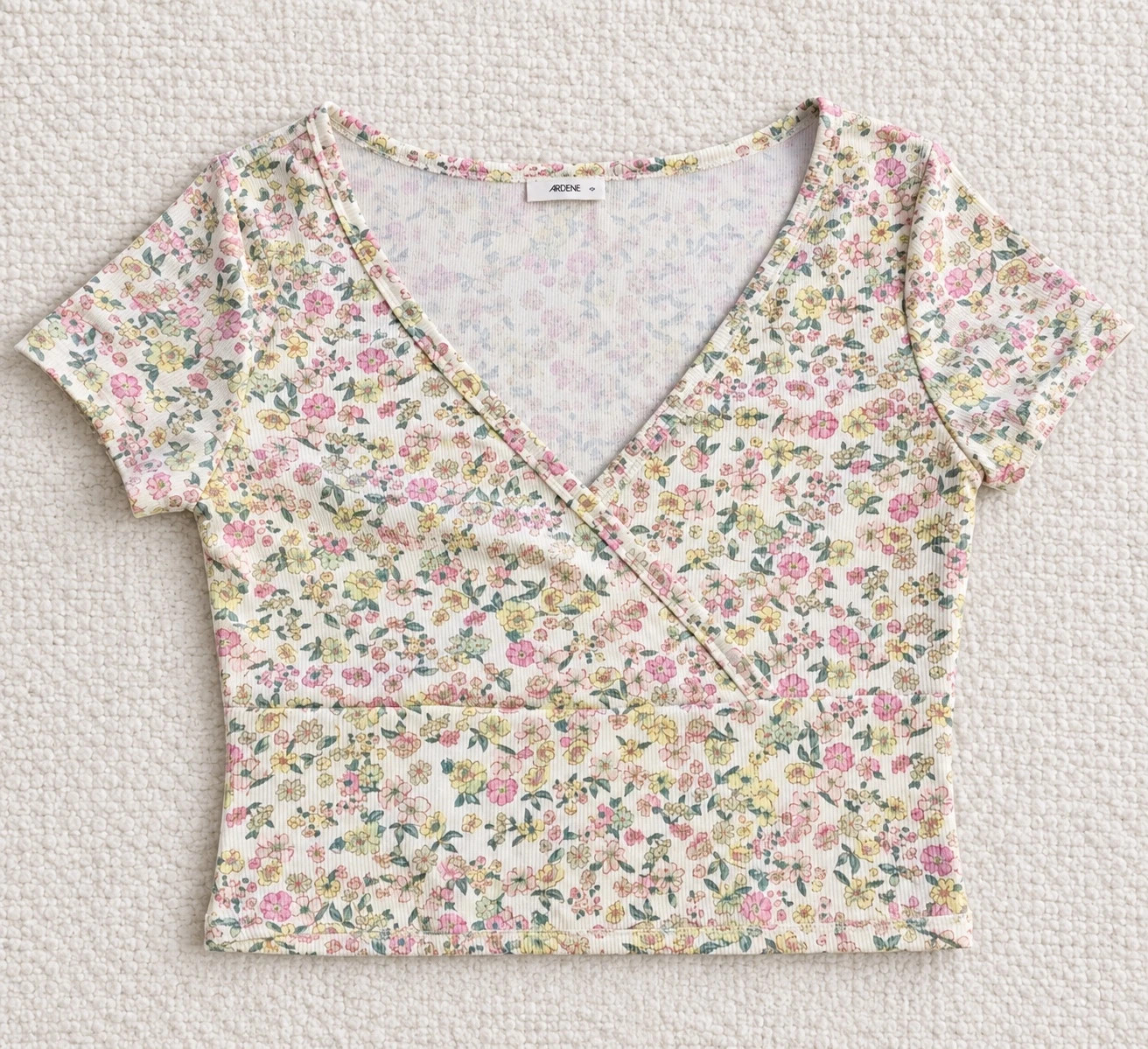 Ardene Floral Ribbed Wrap Top – taille S / US 4-6