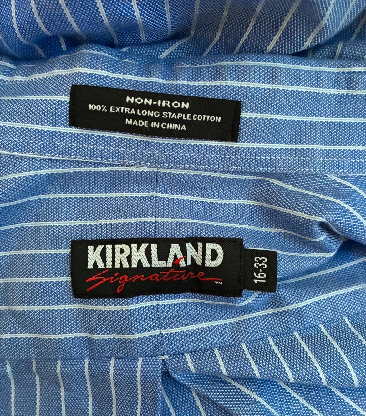 Kirkland Signature Men’s Blue Striped Dress Shirt Size 16-33 – Kirkland – taille M 2