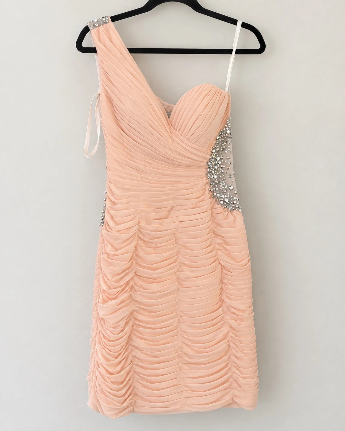 Jovani Blush Rhinestone One Shoulder Dress Size 2
