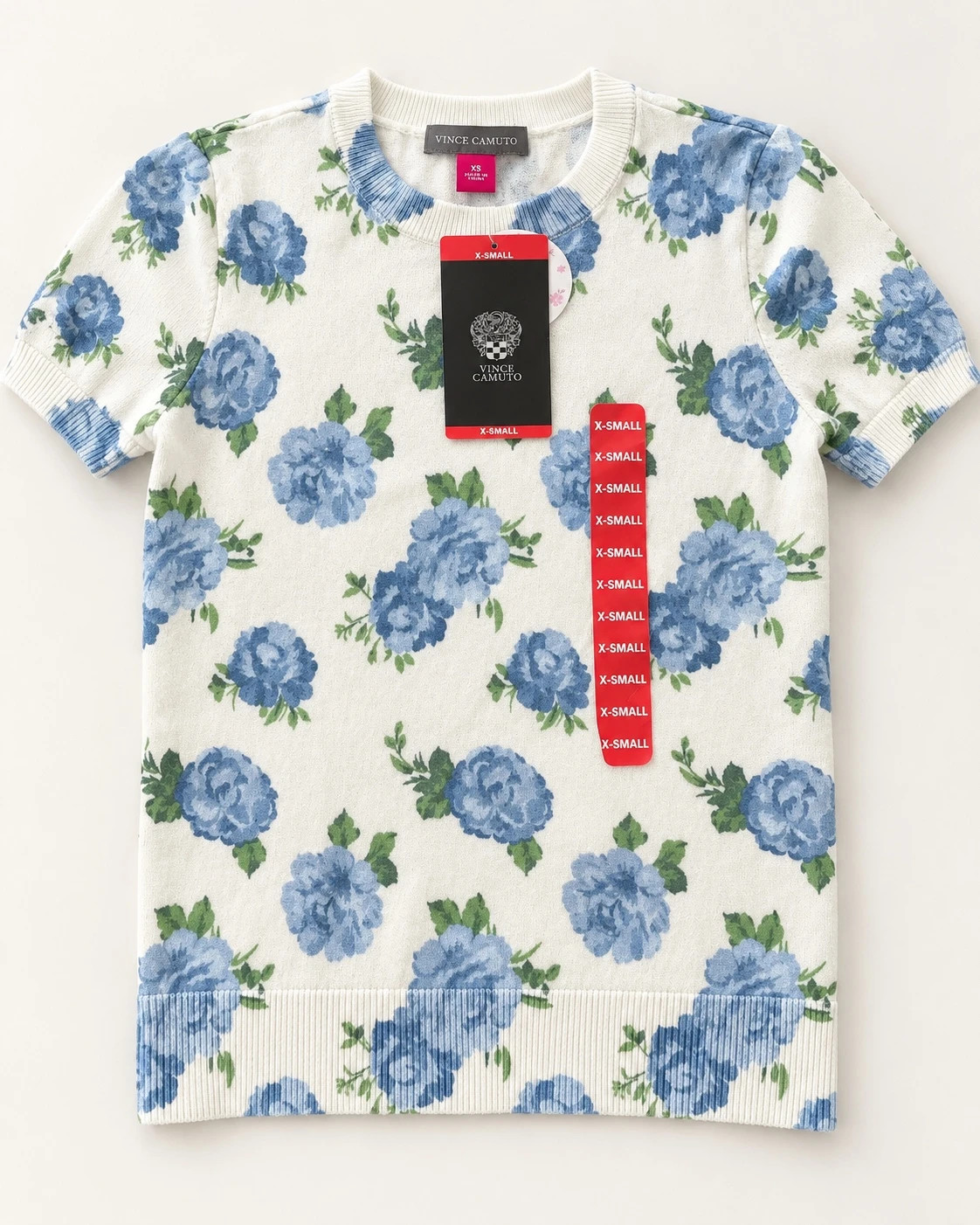 Vince Camuto Floral Knit Short Sleeve Top – Size XS – New with Tags