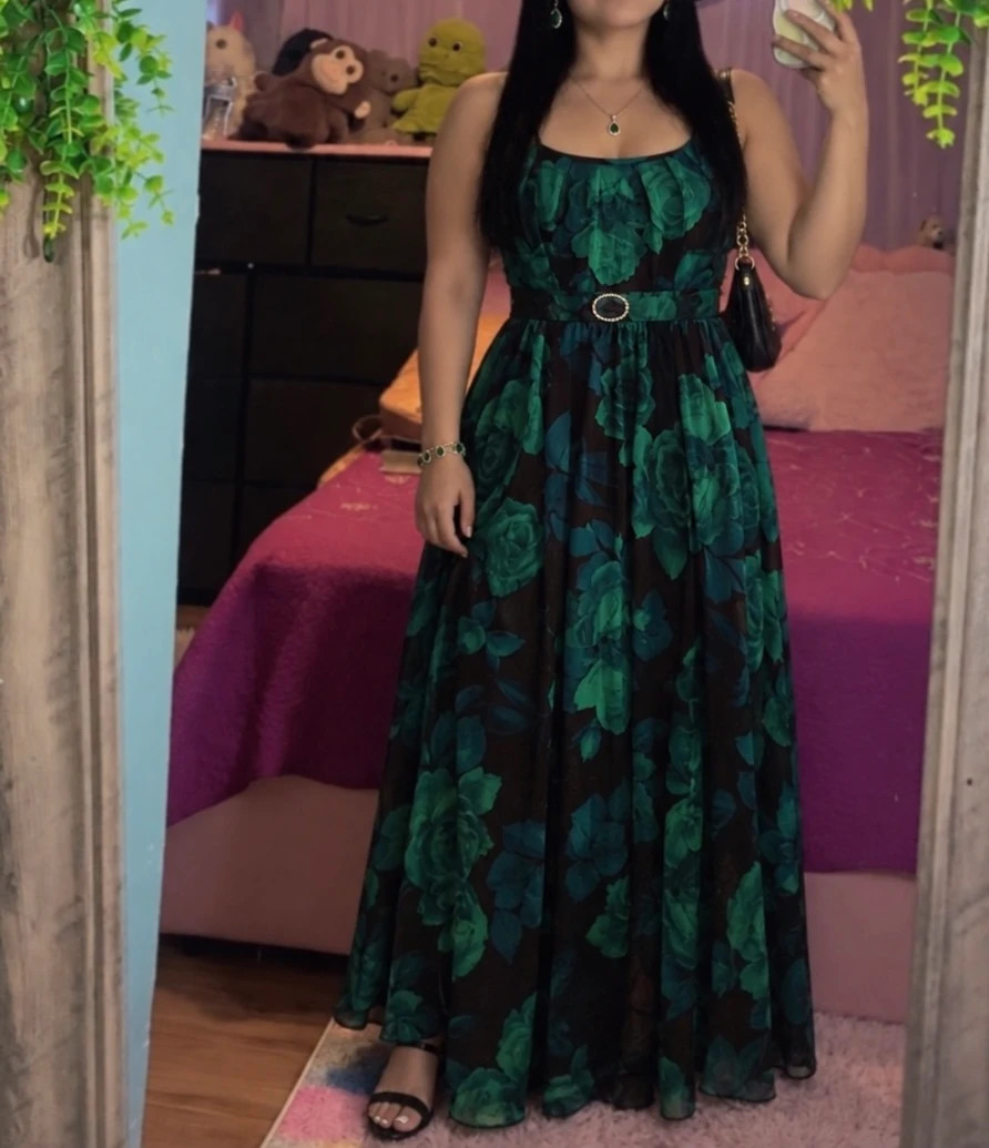 Alexa B Nites Green Floral Maxi Dress Size 10 – New Without Tags – taille M / US 8-10 3