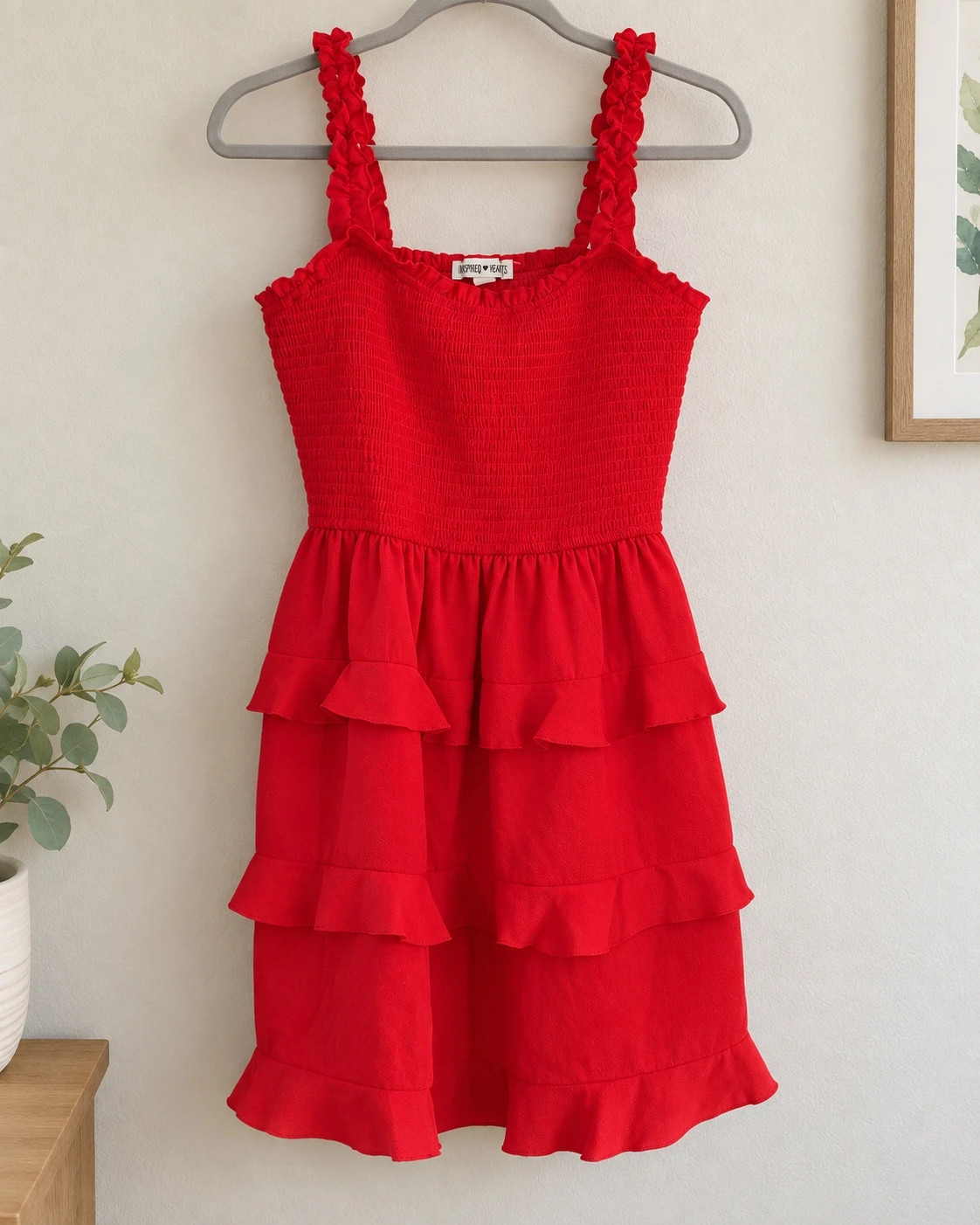 Inspired Hearts Red Ruffle Dress – Size XL – taille XL / US 16-18