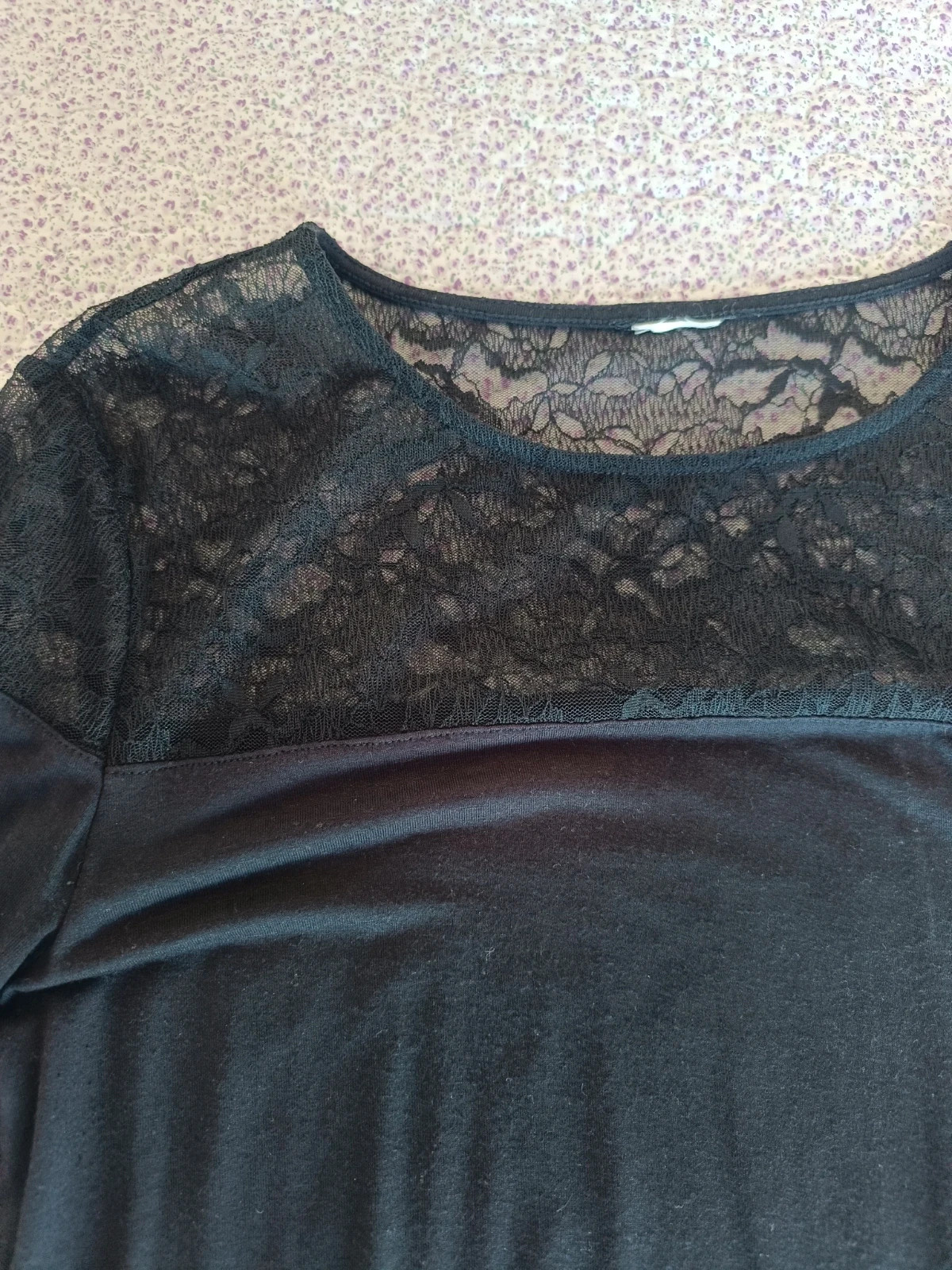 Blusa negra de mujer con encaje Talla L – H&M – taille L / 40 / 12 2