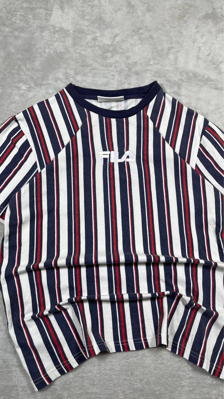Fila T-Shirt Striped Vintage 00s Y2K Navy White Red Logo S – FILA – taille S 3