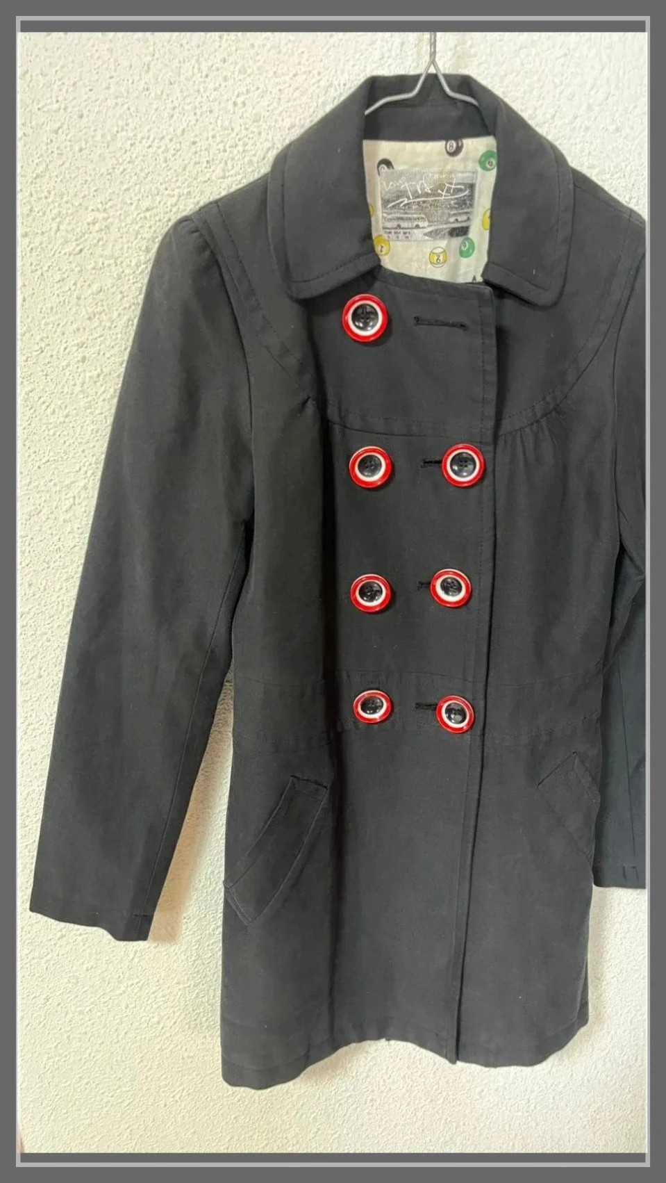 Navy Blue Nautical Vintage Coat Red Buttons Double Breasted Y2K S 36 – taille S / 36 / 8 2
