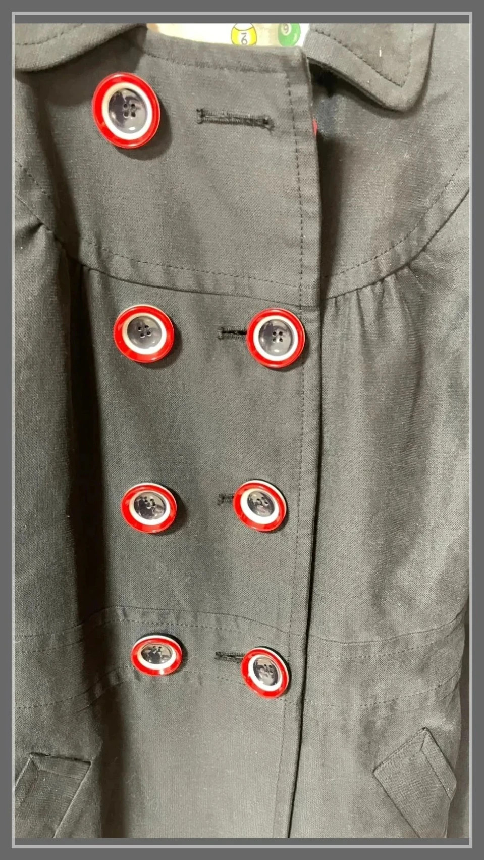 Navy Blue Nautical Vintage Coat Red Buttons Double Breasted Y2K S 36 – taille S / 36 / 8 5