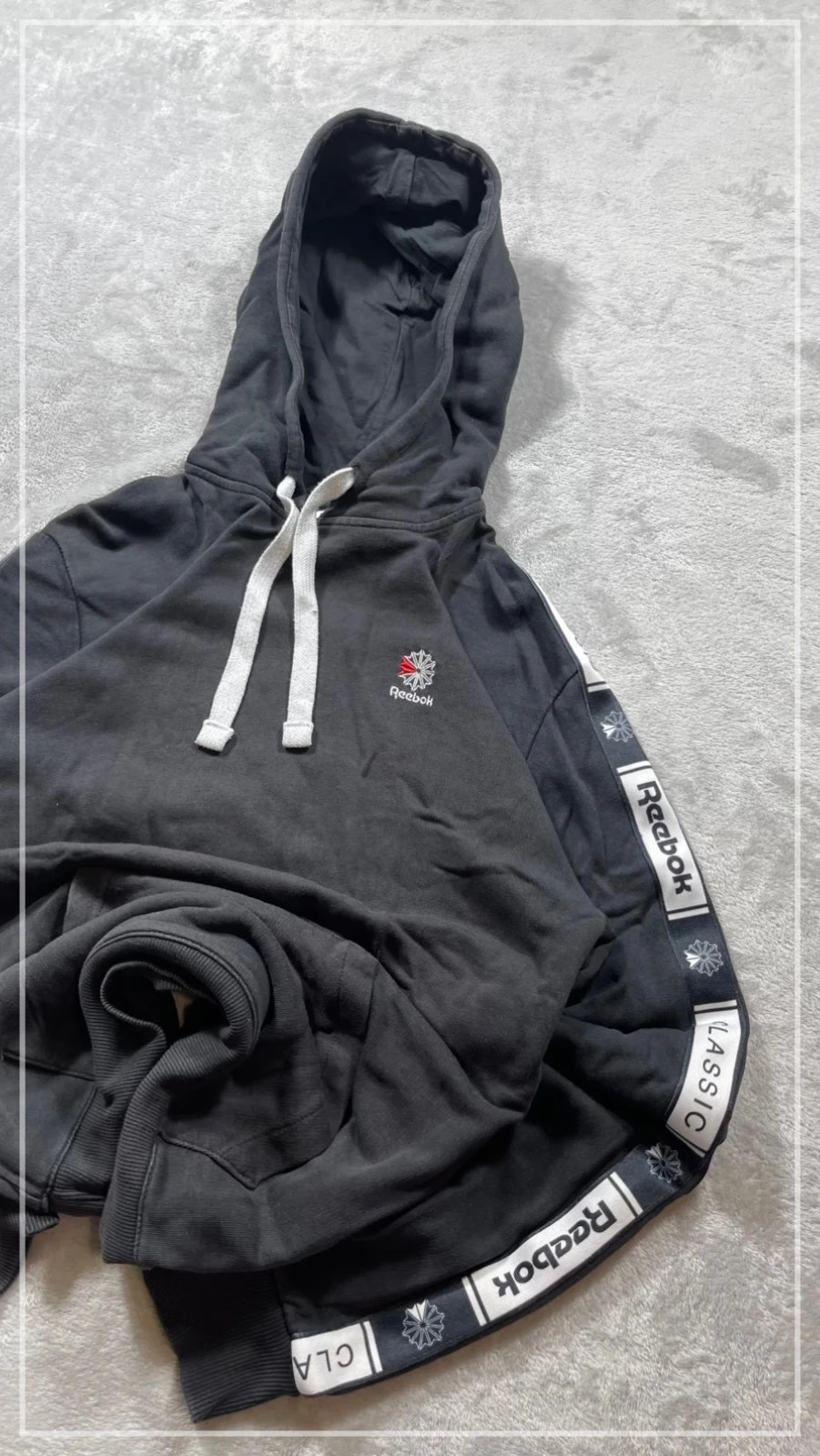 Reebok Black Hoodie Classic Logo Tape 00s Size S – Reebok – taille S 4