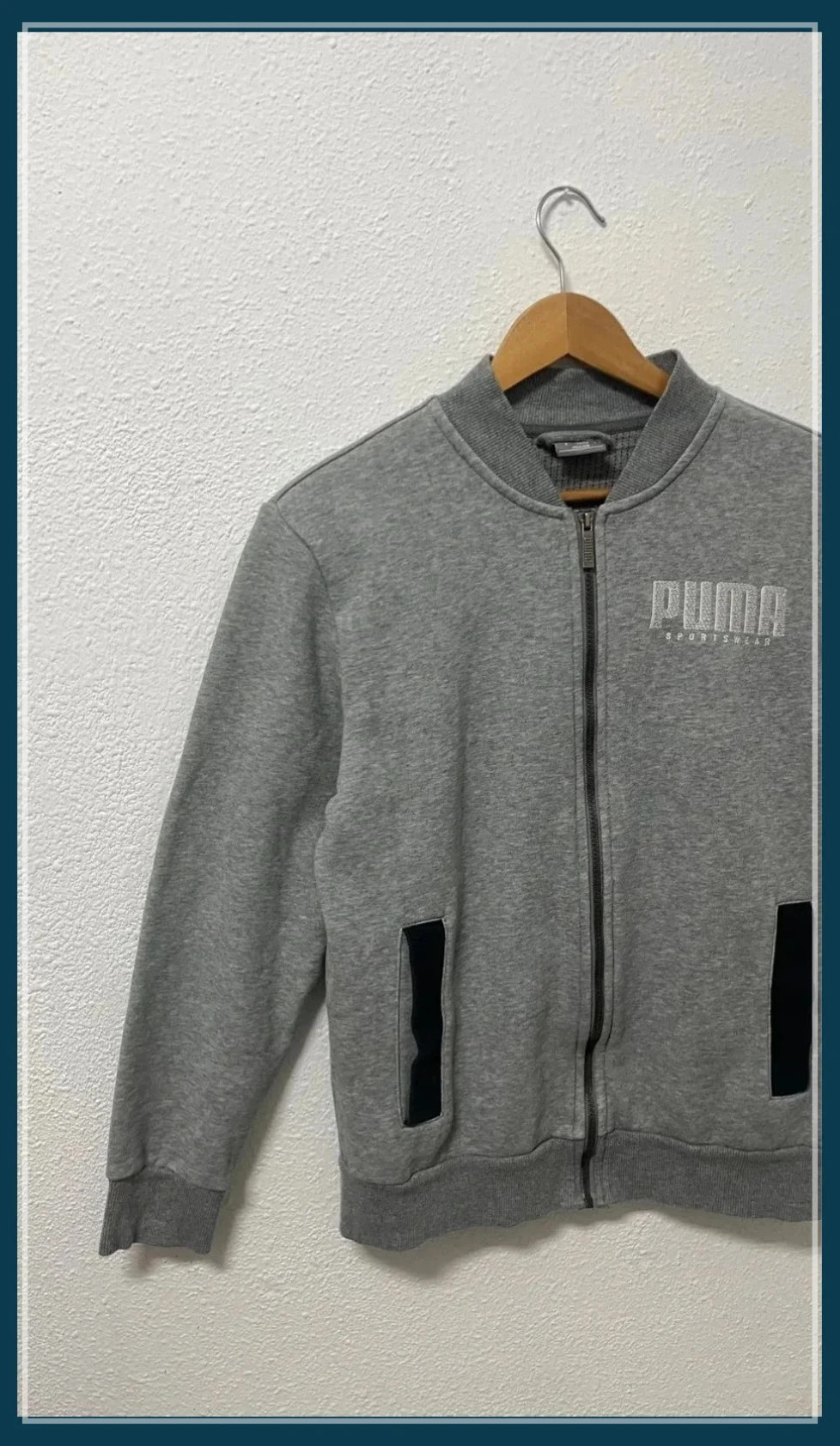 Puma Bomber Jacket Vintage 00s Dark Grey Heather Logo Sportswear Urban Style – Puma – taille L / 40 / 12 2