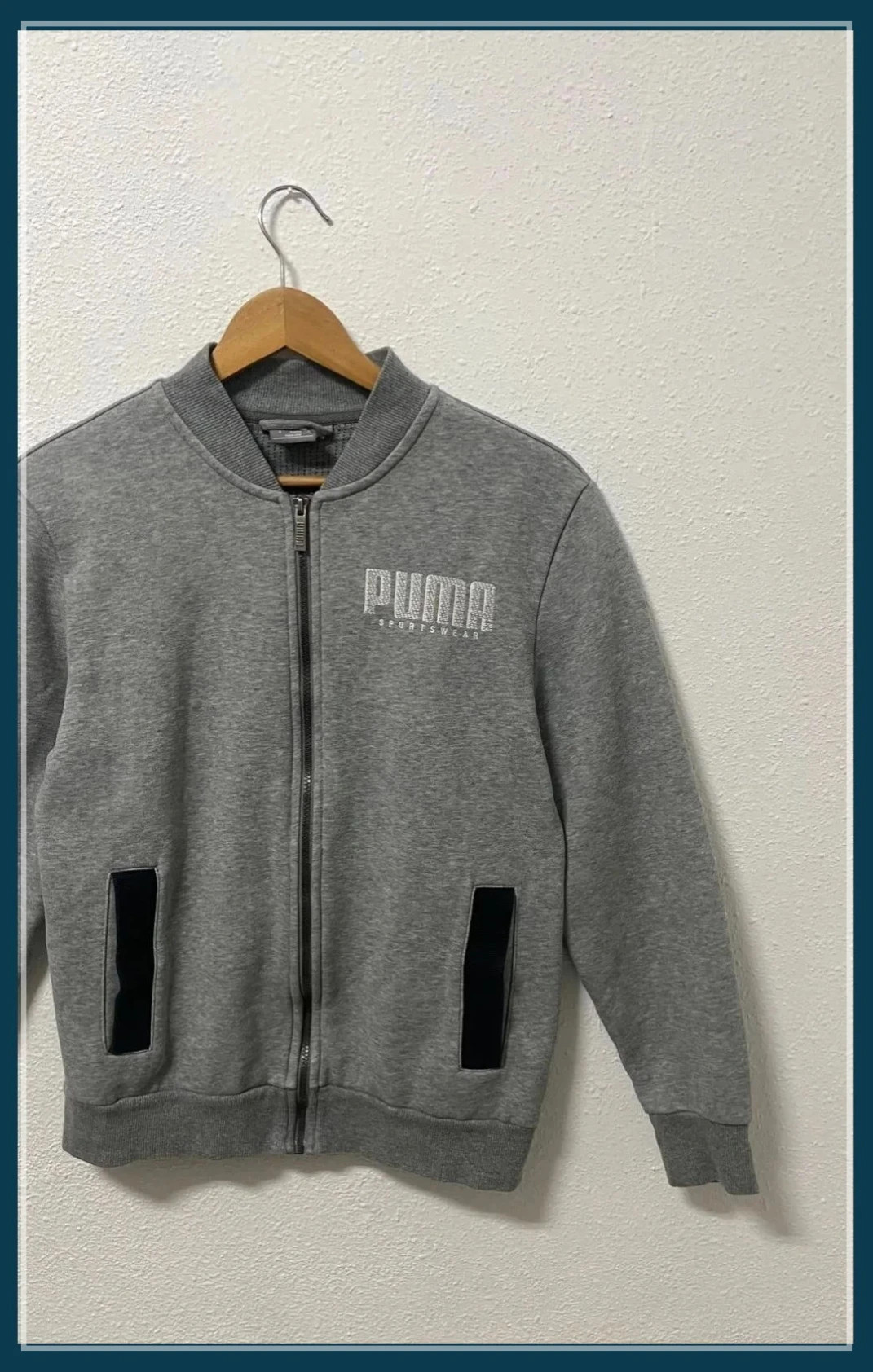 Puma Bomber Jacket Vintage 00s Dark Grey Heather Logo Sportswear Urban Style – Puma – taille L / 40 / 12 4