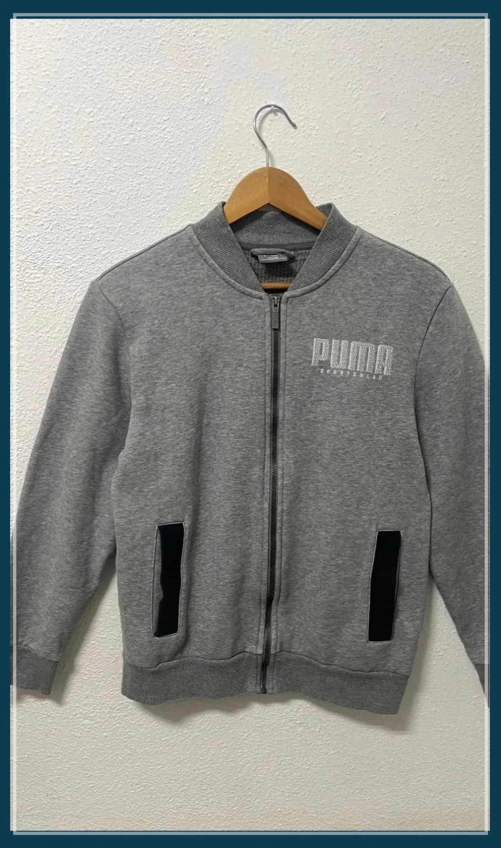 Puma Bomber Jacket Vintage 00s Dark Grey Heather Logo Sportswear Urban Style – Puma – taille L / 40 / 12 3