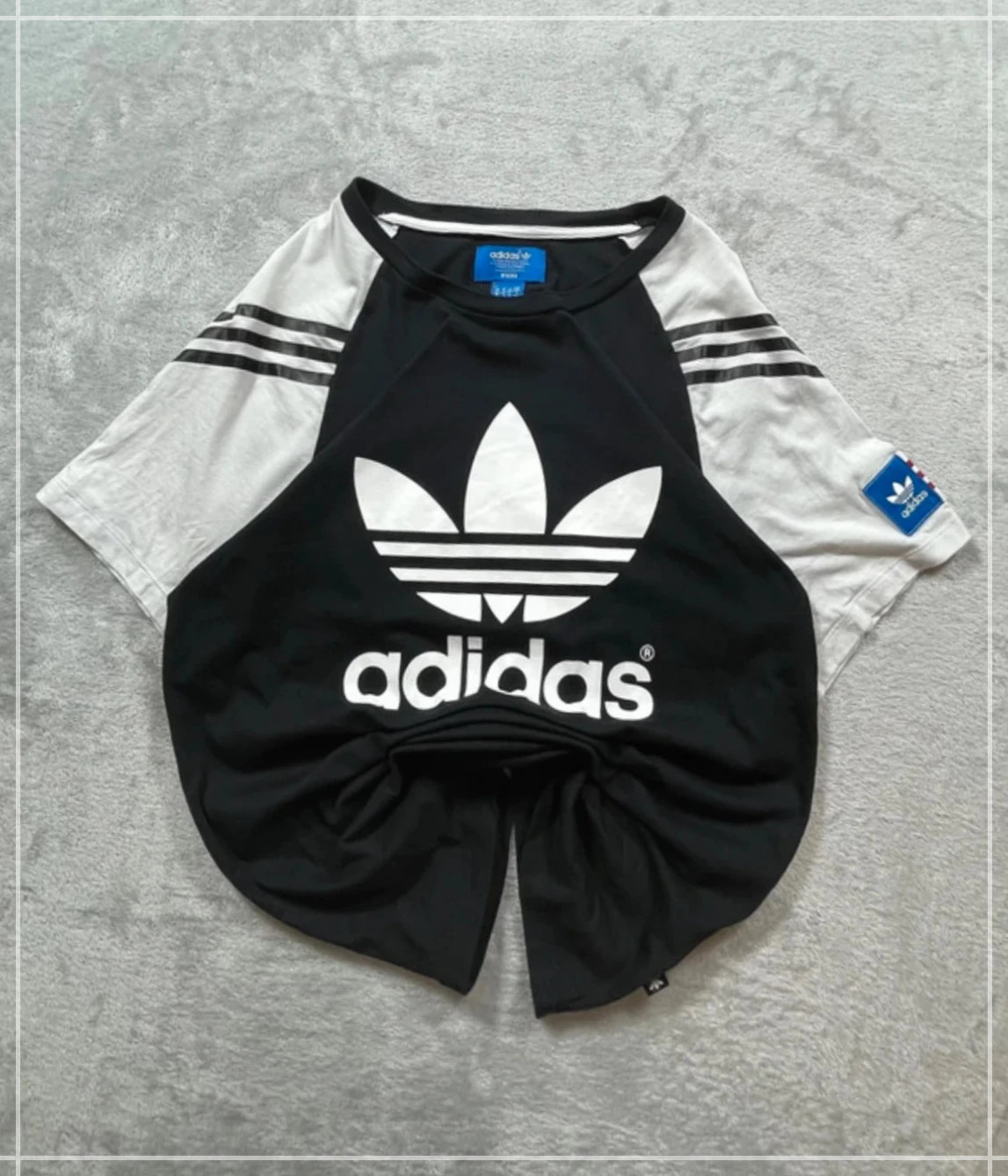 Adidas Originals T-Shirt Black White Trefoil Logo Y2K 00s Talla S