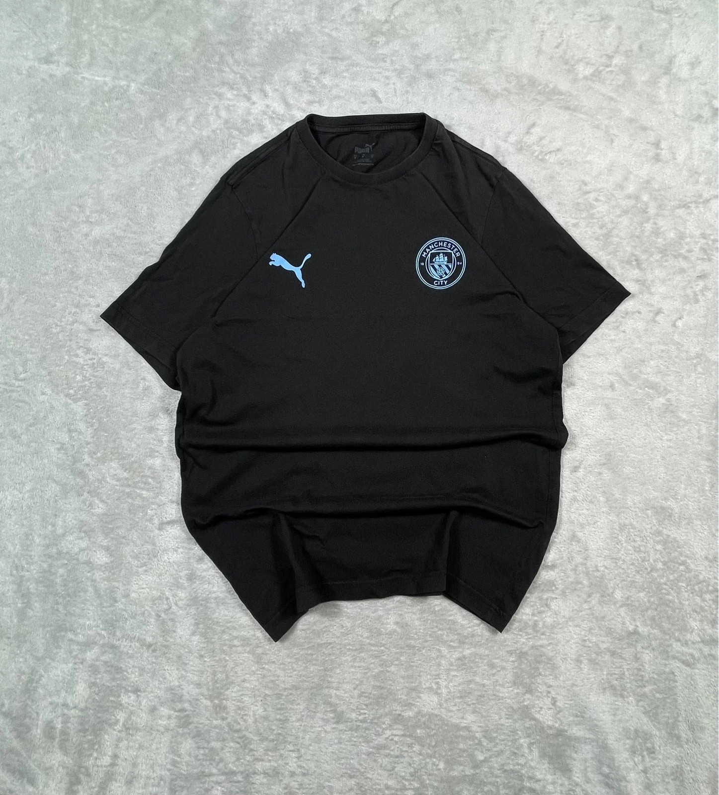 Puma T-Shirt Manchester City Football Club Black Light Blue Logo M – Puma – taille M
