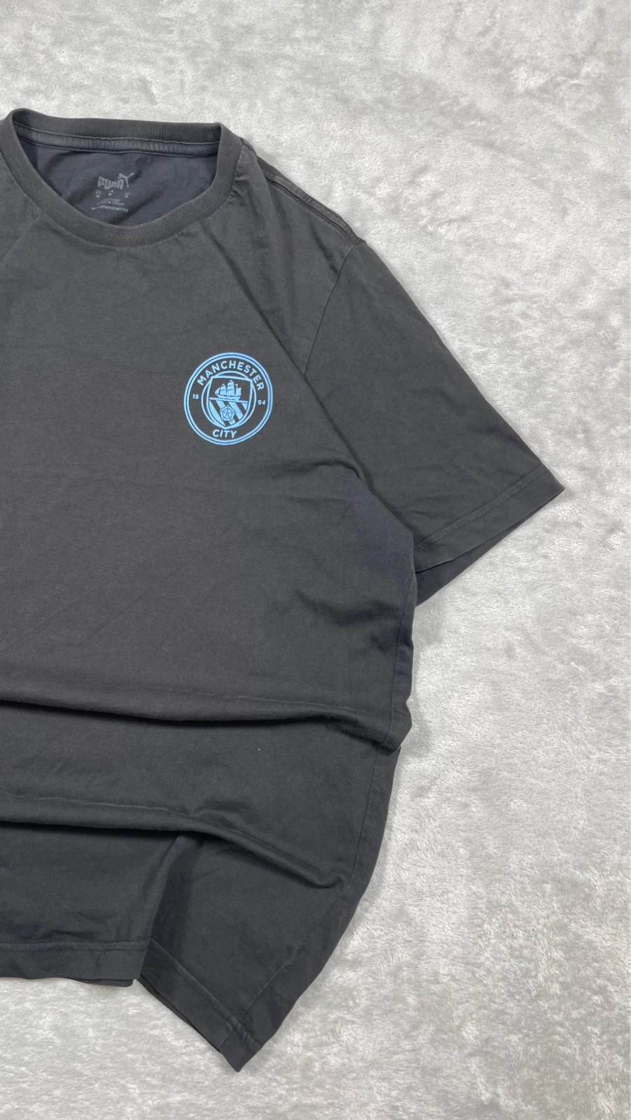 Puma T-Shirt Manchester City Football Club Black Light Blue Logo M – Puma – taille M 4