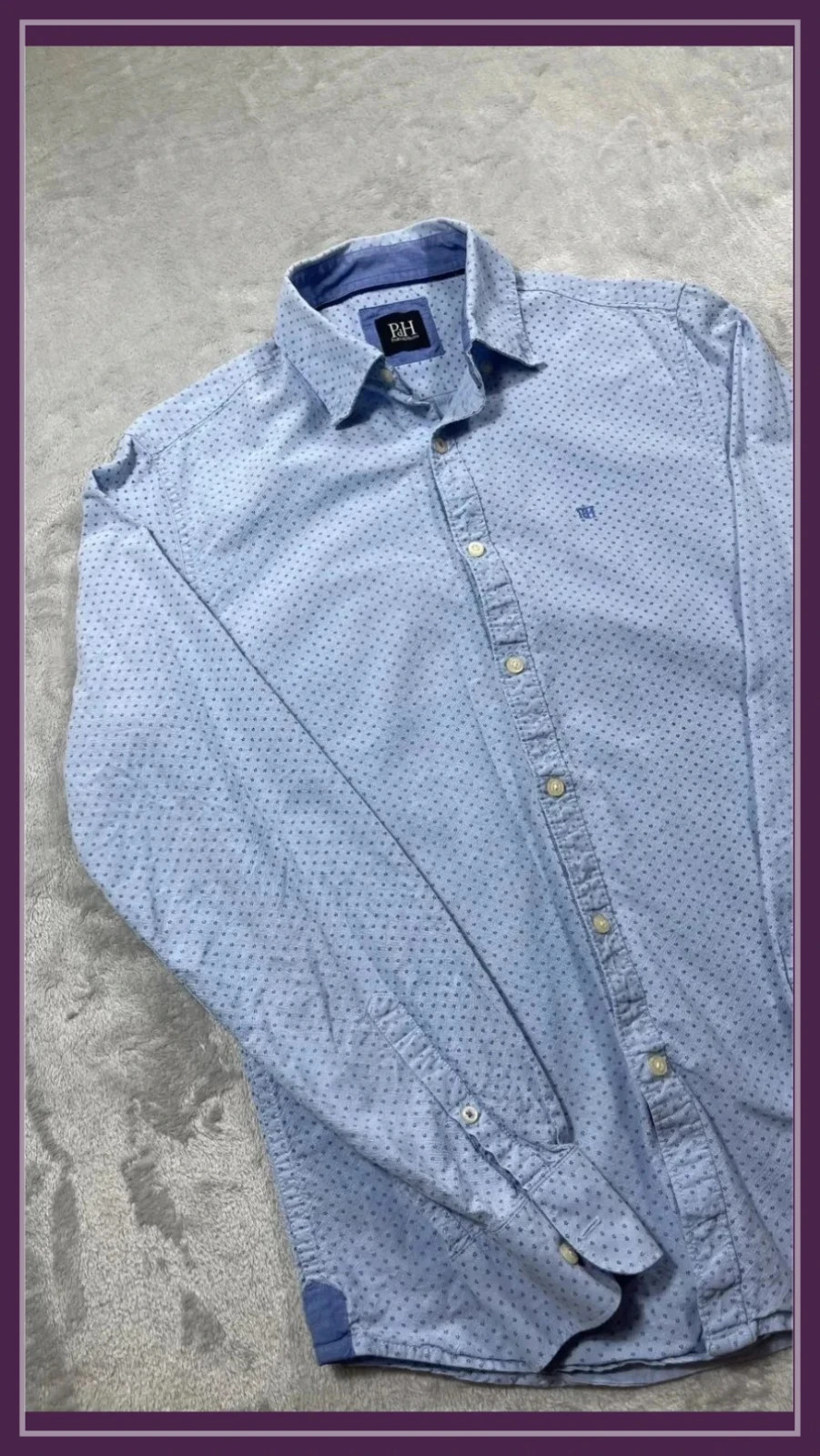 Pedro del Hierro Shirt Men Blue Dotted Pattern Size S Long Sleeve Casual Button Down – Pedro del Hierro – taille S 3