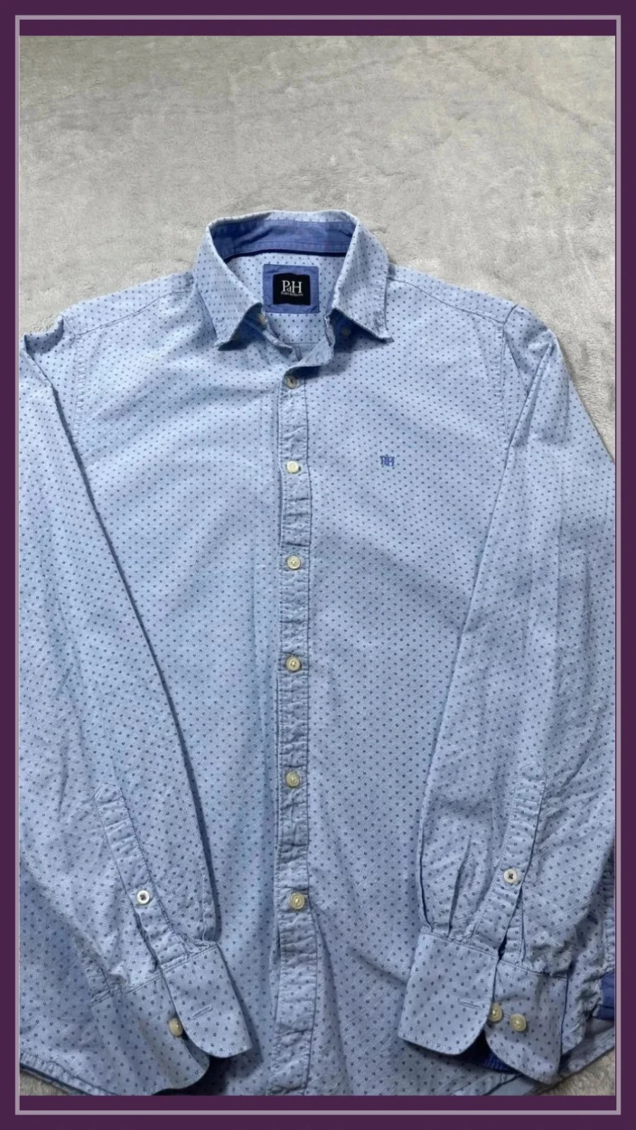 Pedro del Hierro Shirt Men Blue Dotted Pattern Size S Long Sleeve Casual Button Down – Pedro del Hierro – taille S 4