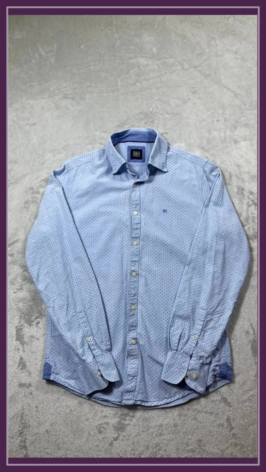 Pedro del Hierro Shirt Men Blue Dotted Pattern Size S Long Sleeve Casual Button Down – Pedro del Hierro – taille S 2