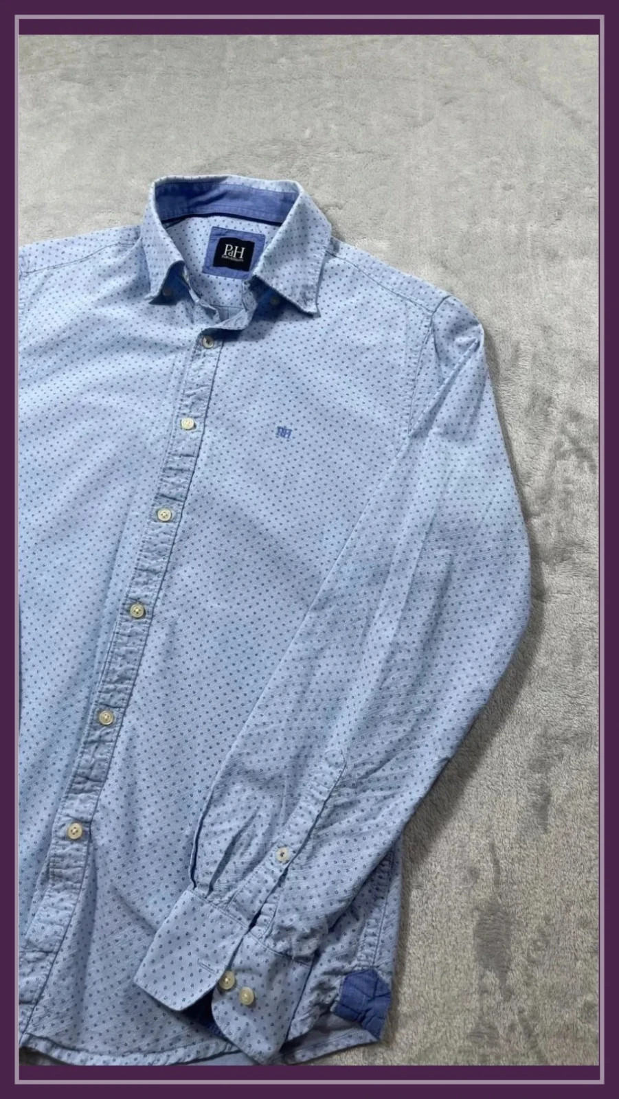 Pedro del Hierro Shirt Men Blue Dotted Pattern Size S Long Sleeve Casual Button Down – Pedro del Hierro – taille S 5