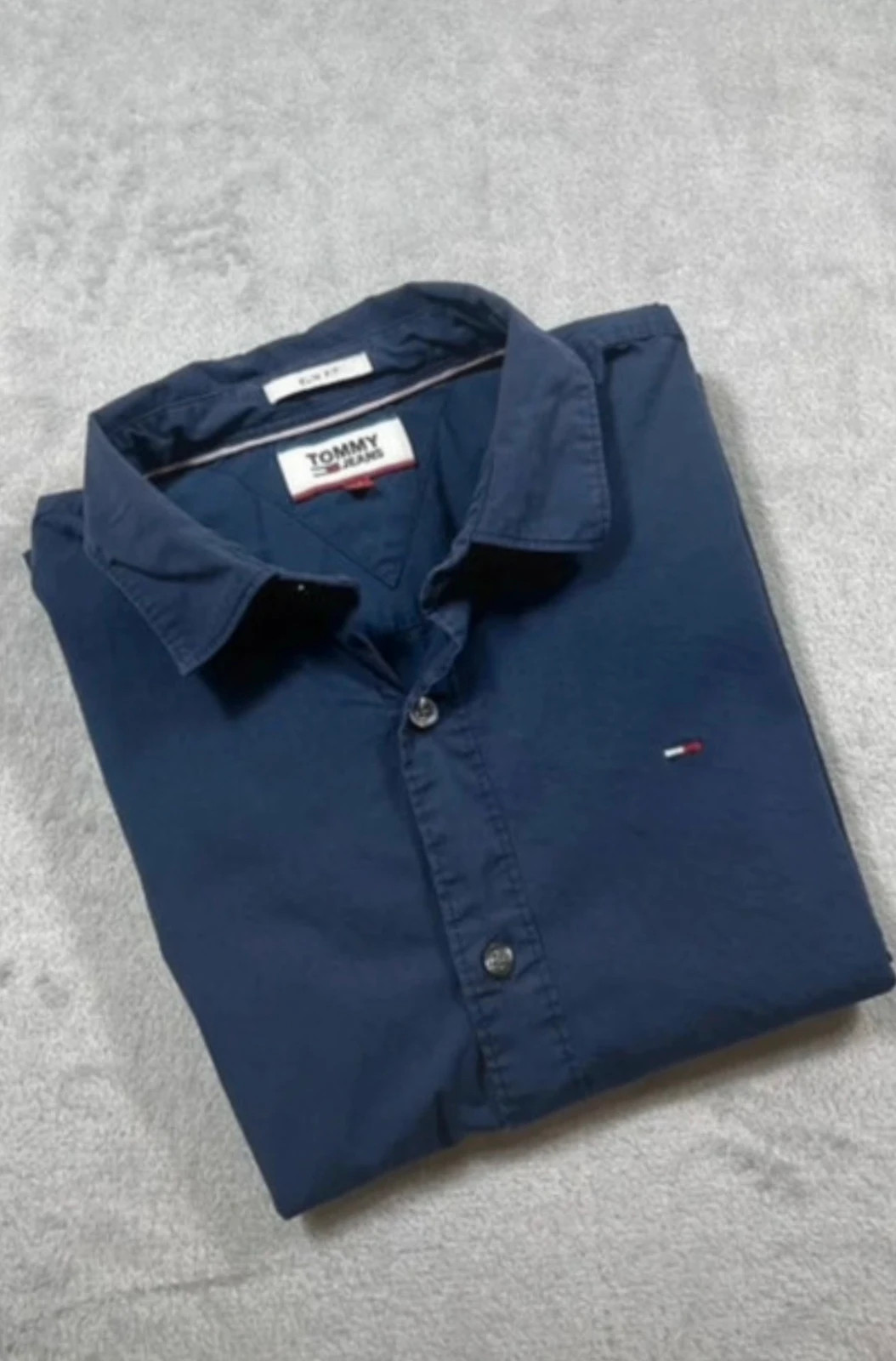 Tommy Hilfiger Shirt Blue Long Sleeve Casual Logo Embroidery 00s Size M