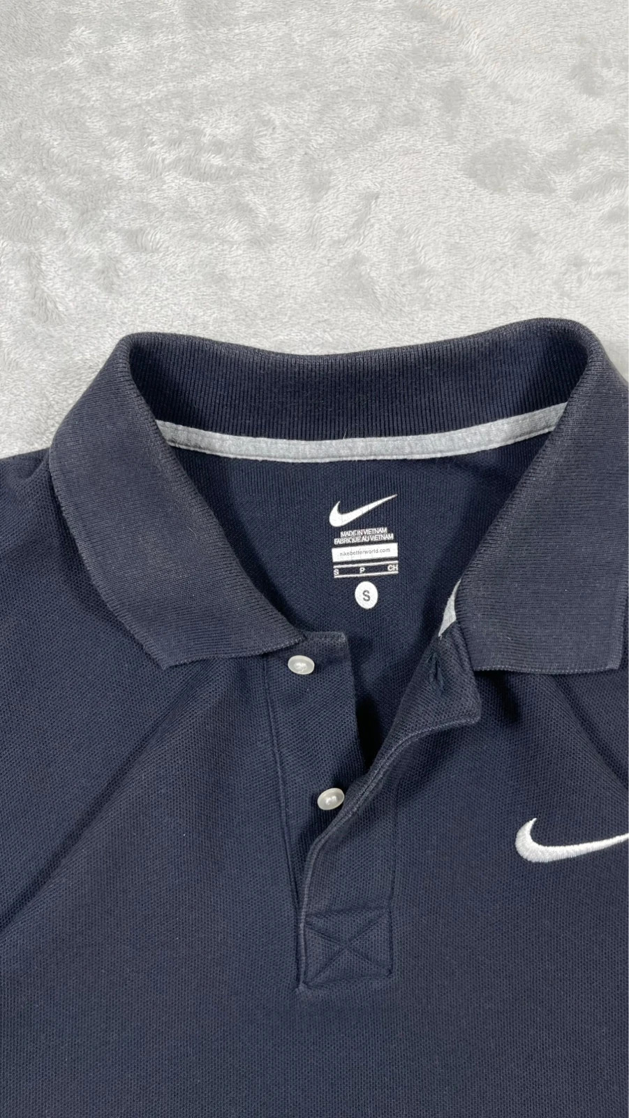 Nike Polo Shirt Navy Blue Embroidered Swoosh Logo Short Sleeve Sport Casual 00s – Nike – taille S 5