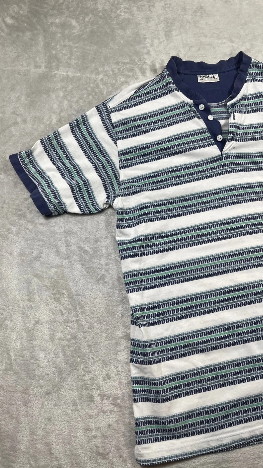 Adidas Striped Polo Shirt White Navy Green Vintage Sportswear 90s – adidas – taille XL 2