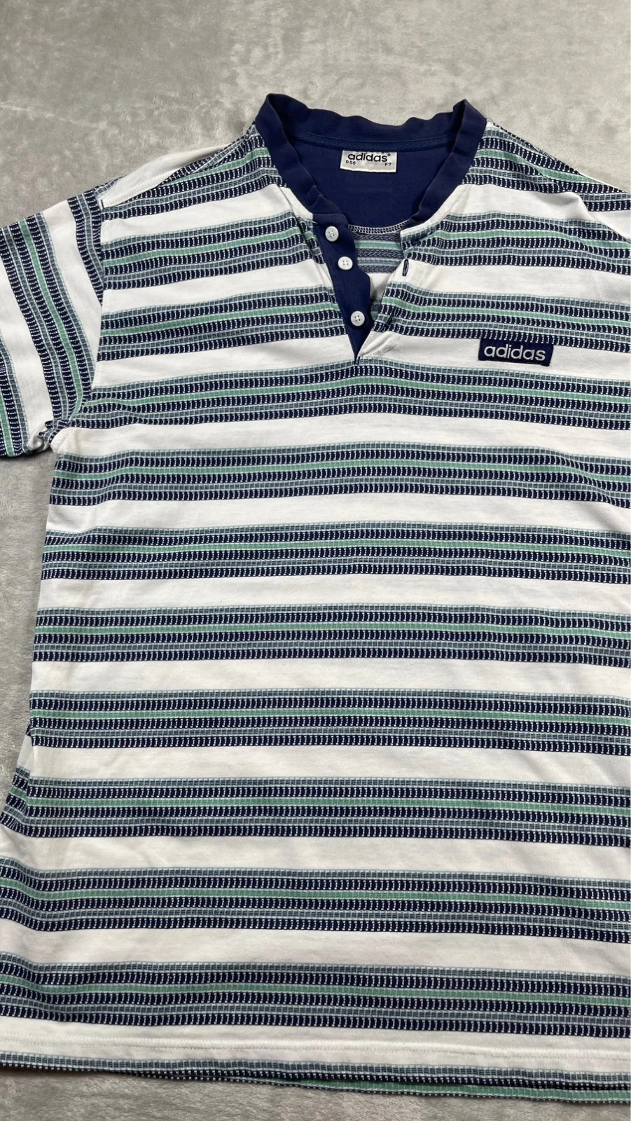 Adidas Striped Polo Shirt White Navy Green Vintage Sportswear 90s – adidas – taille XL 3