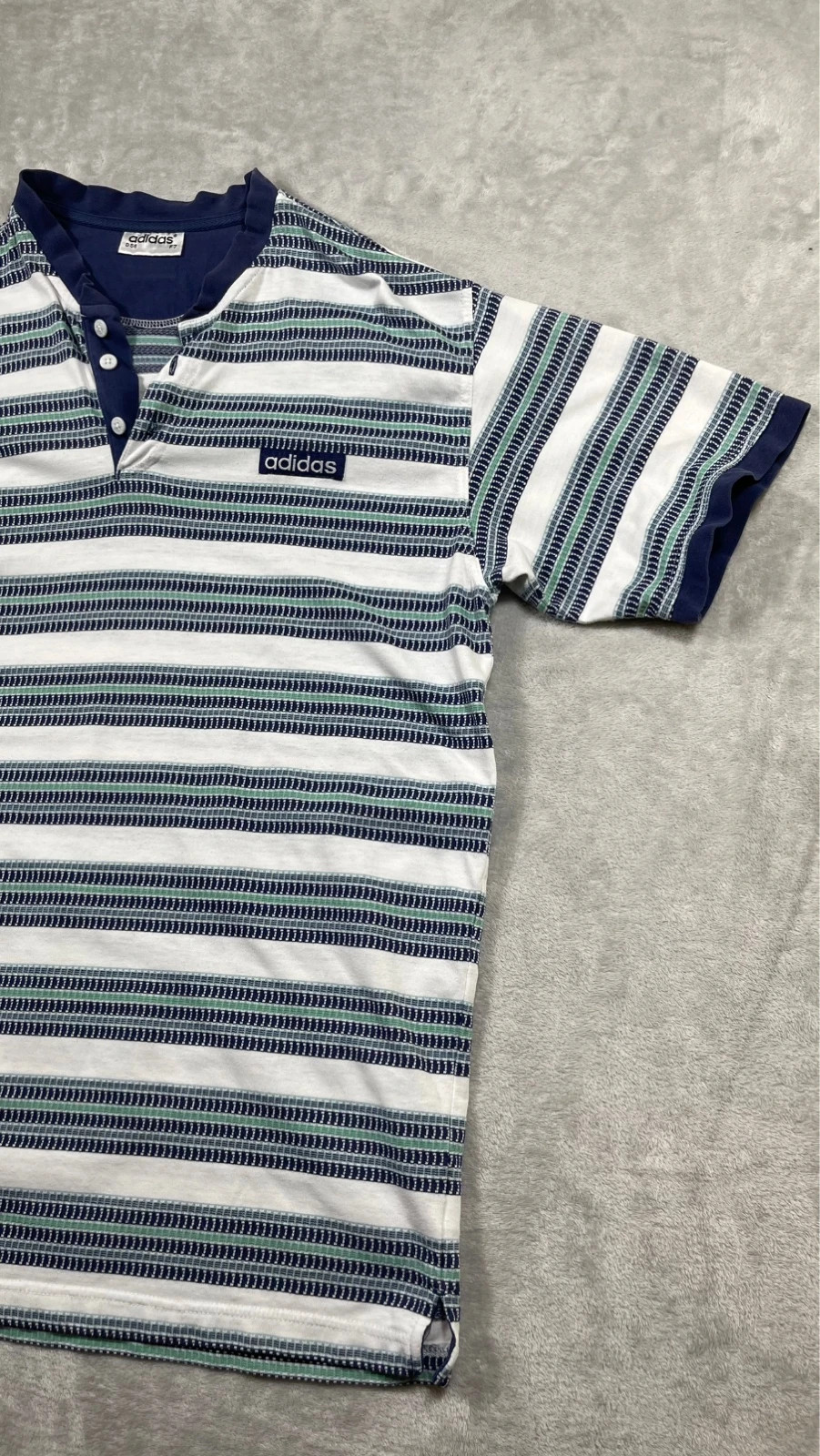Adidas Striped Polo Shirt White Navy Green Vintage Sportswear 90s – adidas – taille XL 4
