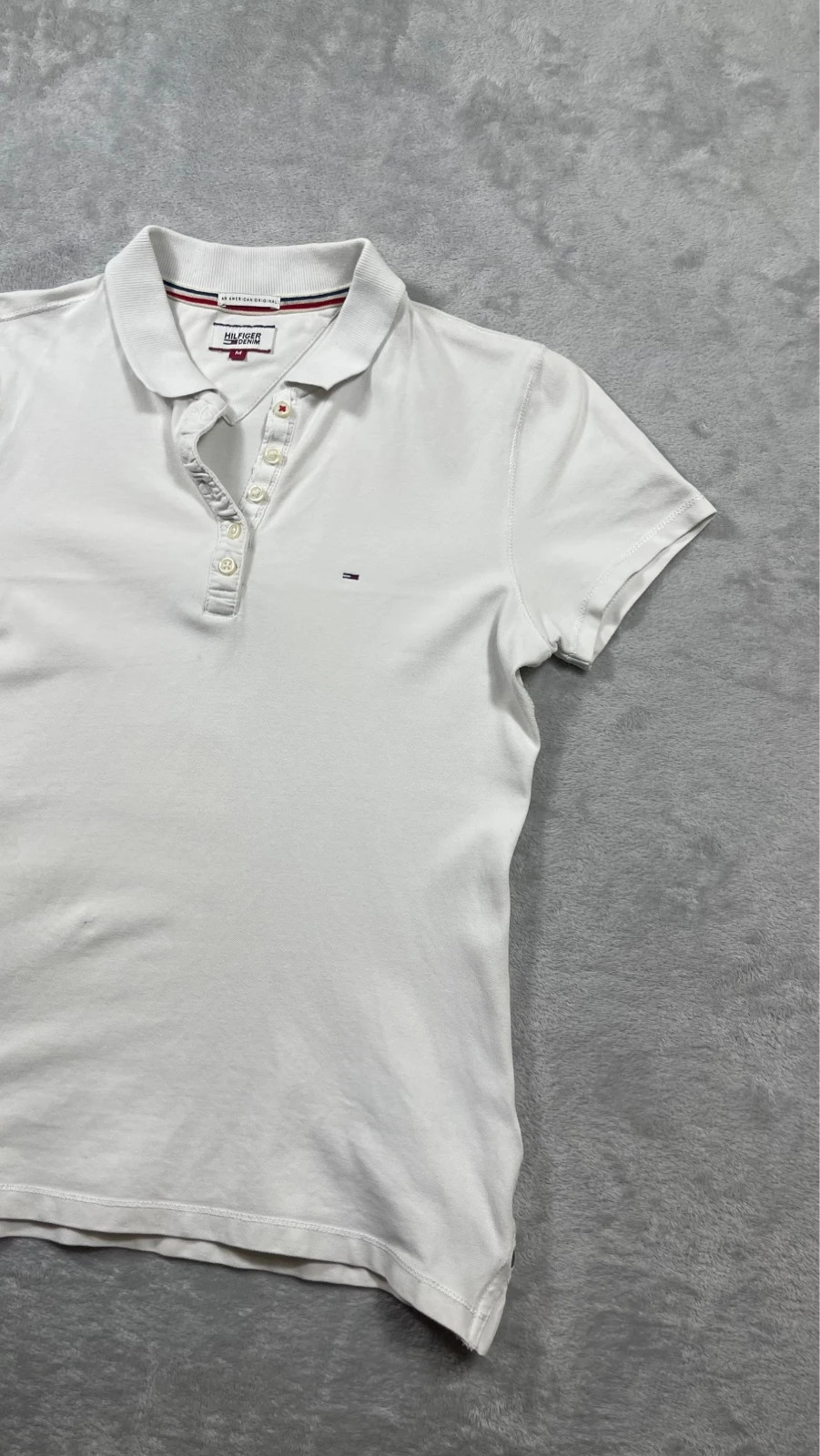 Hilfiger Denim Polo Shirt White Logo Short Sleeve Classic Casual 00s Size M – Hilfiger Denim – taille M / 38 / 10 4