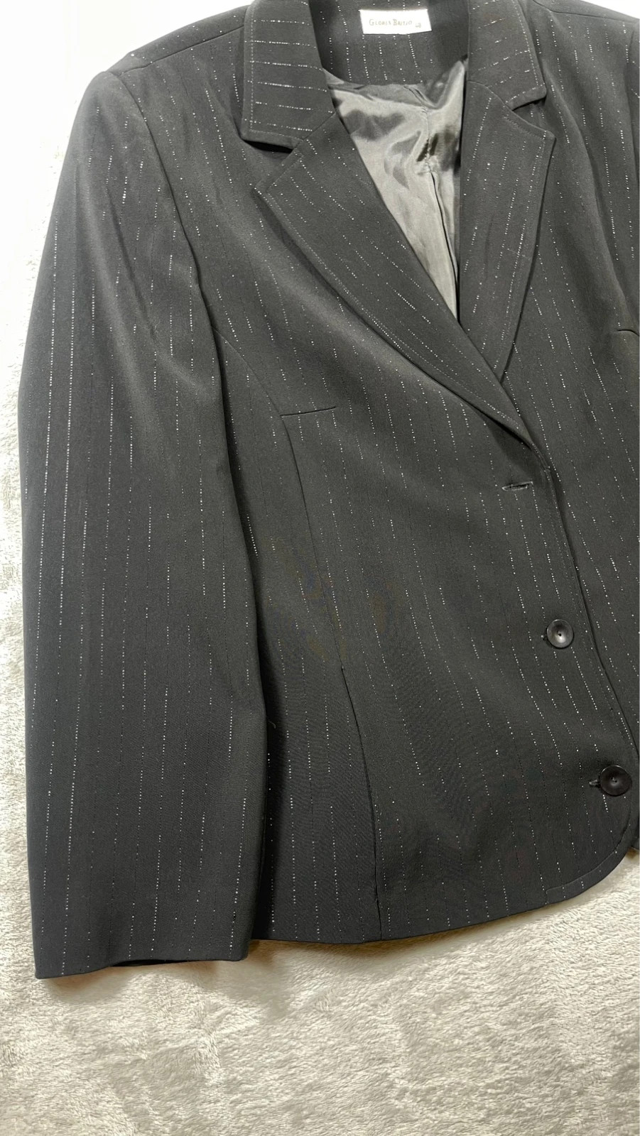 Blazer Black Metallic Striped Formal Jacket Y2K size 48 – gloria brizio – taille L / 40 / 12 2