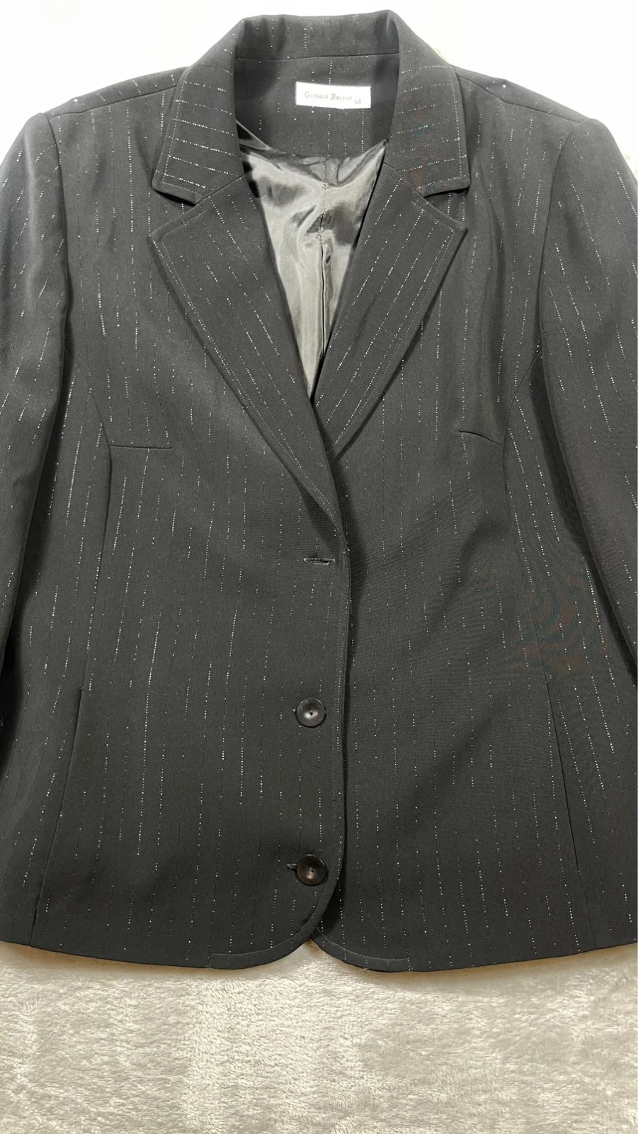 Blazer Black Metallic Striped Formal Jacket Y2K size 48 – gloria brizio – taille L / 40 / 12 3