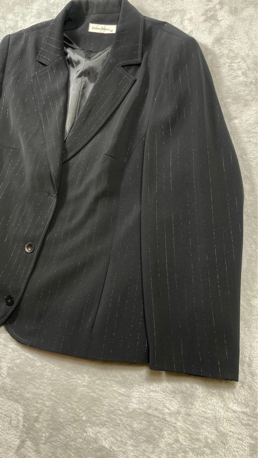 Blazer Black Metallic Striped Formal Jacket Y2K size 48 – gloria brizio – taille L / 40 / 12 5