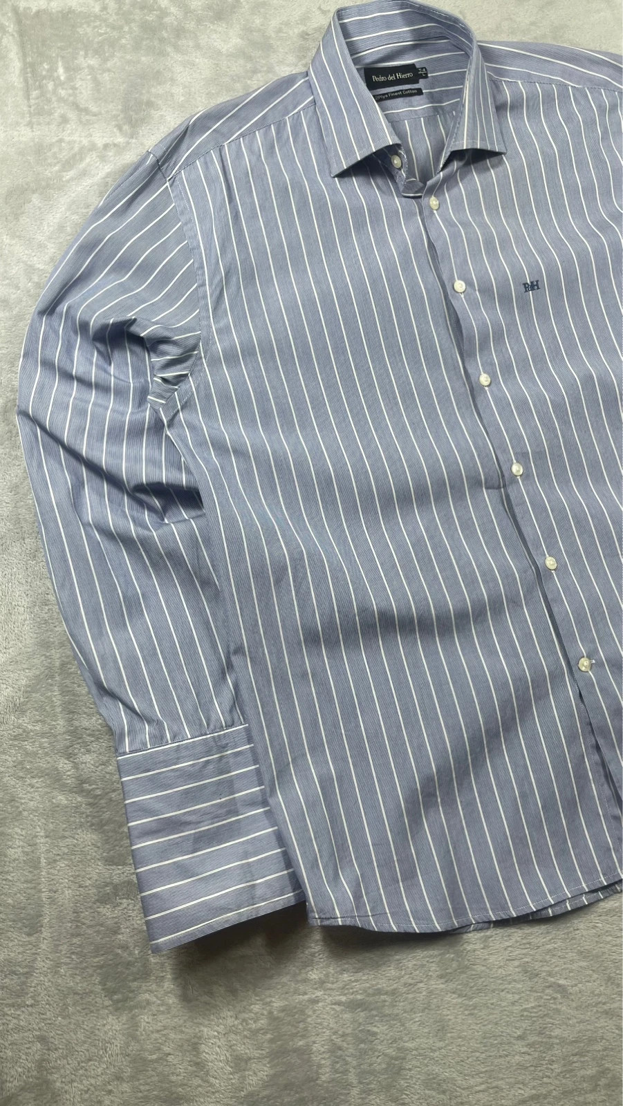 Pedro del Hierro Dress Shirt Blue White Striped Long Sleeve Business 00s Size L – Pedro del Hierro – taille L 2