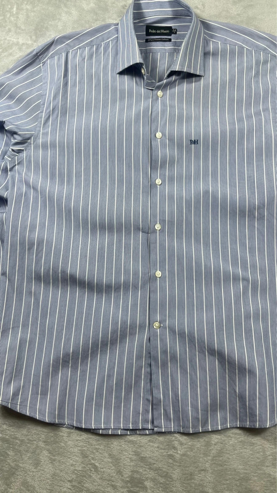 Pedro del Hierro Dress Shirt Blue White Striped Long Sleeve Business 00s Size L – Pedro del Hierro – taille L 3