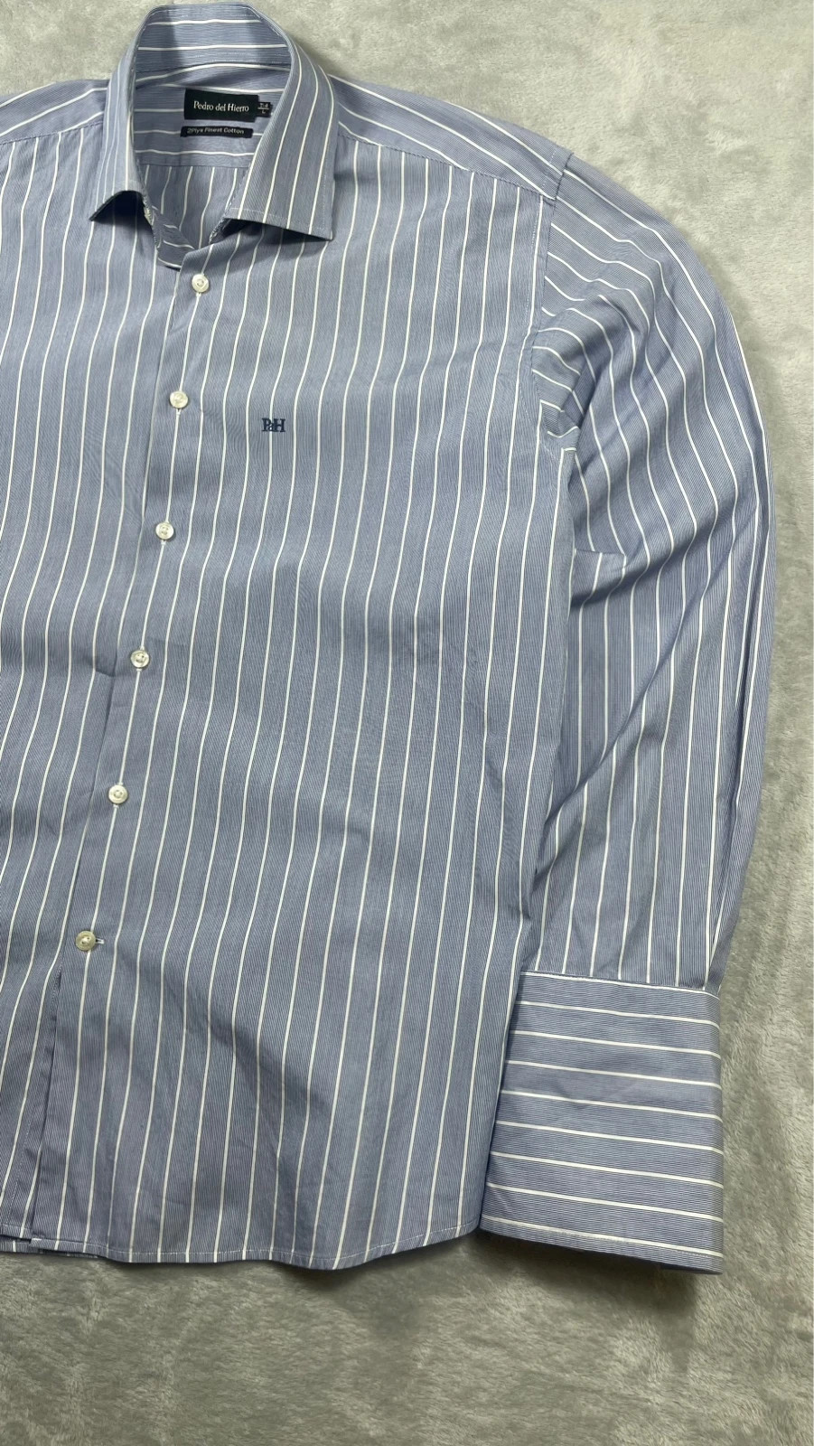 Pedro del Hierro Dress Shirt Blue White Striped Long Sleeve Business 00s Size L – Pedro del Hierro – taille L 4