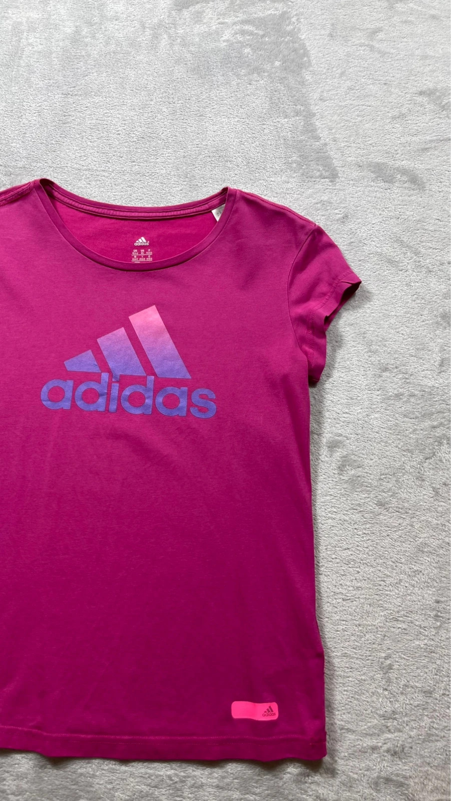 Adidas T-Shirt Pink Purple Logo Sport Casual 00s Talla XS – adidas – taille XS / 34 / 6 4
