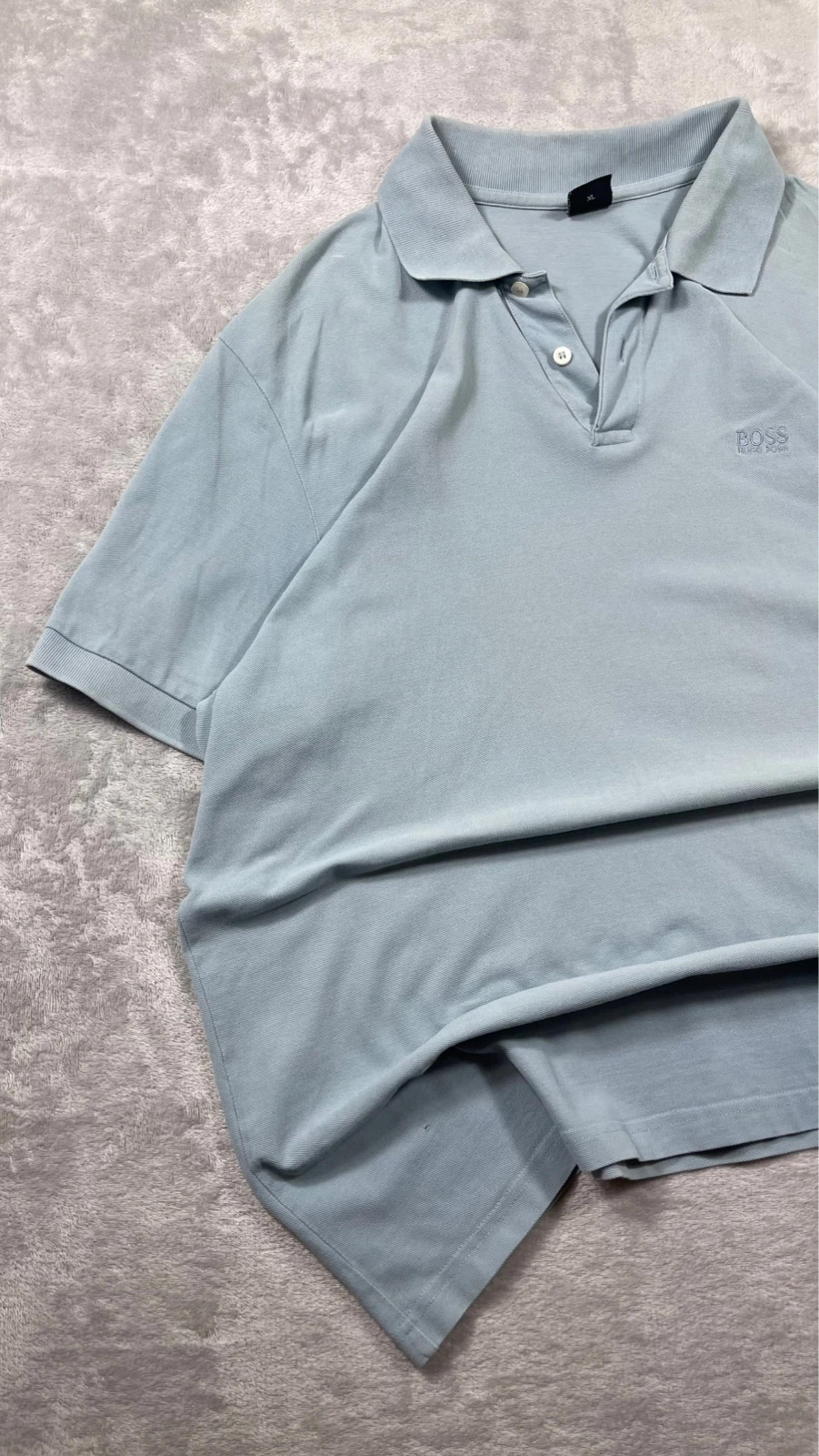 Hugo Boss Polo Shirt Light Blue Logo Short Sleeve Classic Casual 00s Size XL – Hugo Boss – taille XL 2