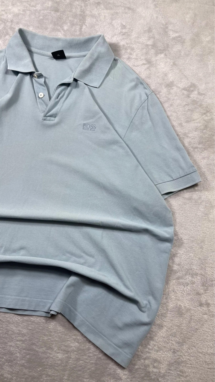 Hugo Boss Polo Shirt Light Blue Logo Short Sleeve Classic Casual 00s Size XL – Hugo Boss – taille XL 4