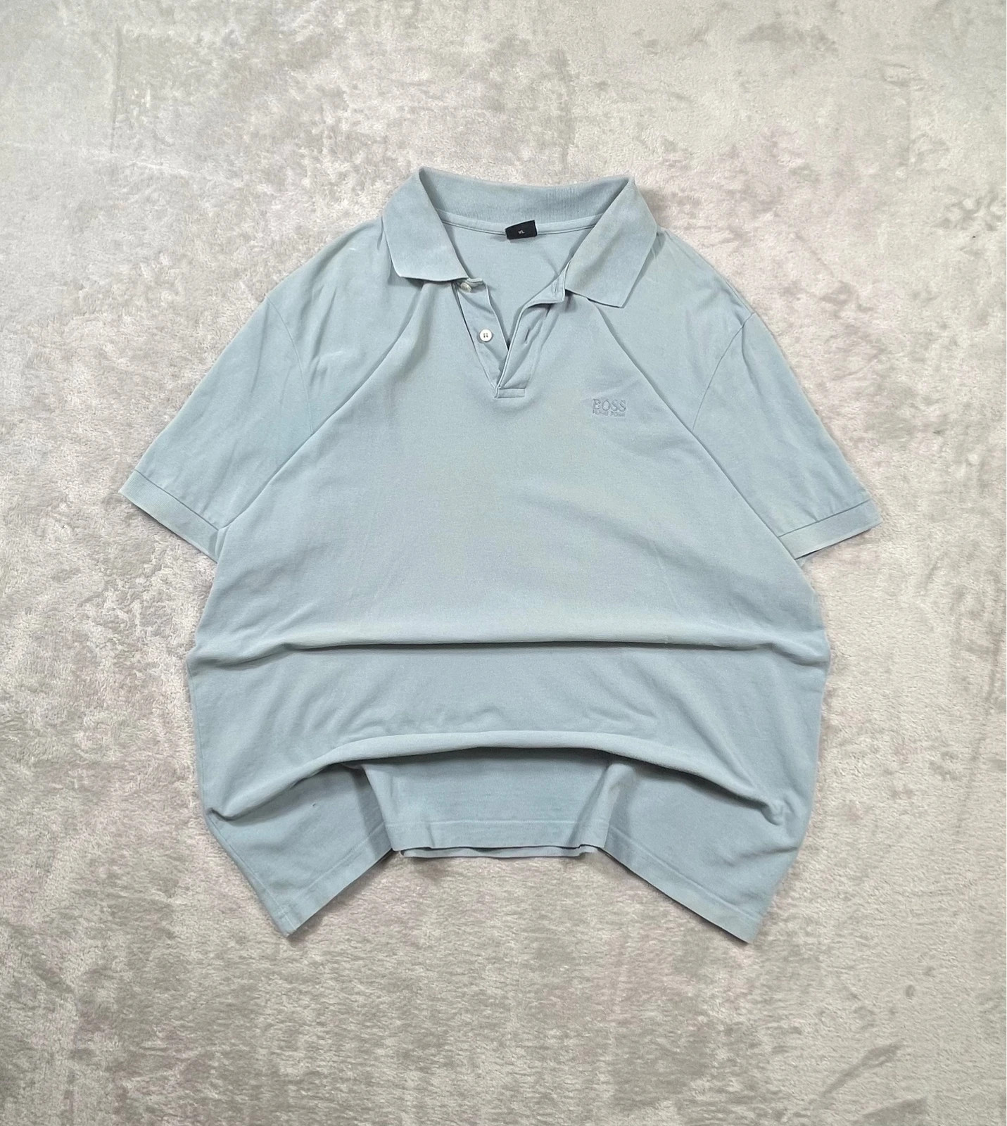 Hugo Boss Polo Shirt Light Blue Logo Short Sleeve Classic Casual 00s Size XL
