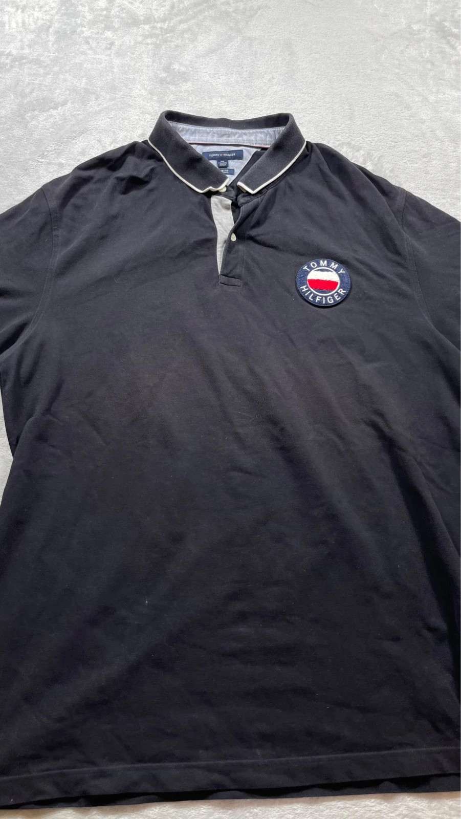 Tommy Hilfiger Polo Shirt Black Logo Patch Short Sleeve Y2K 00s Talla XXL – Tommy Hilfiger – taille XXL 4