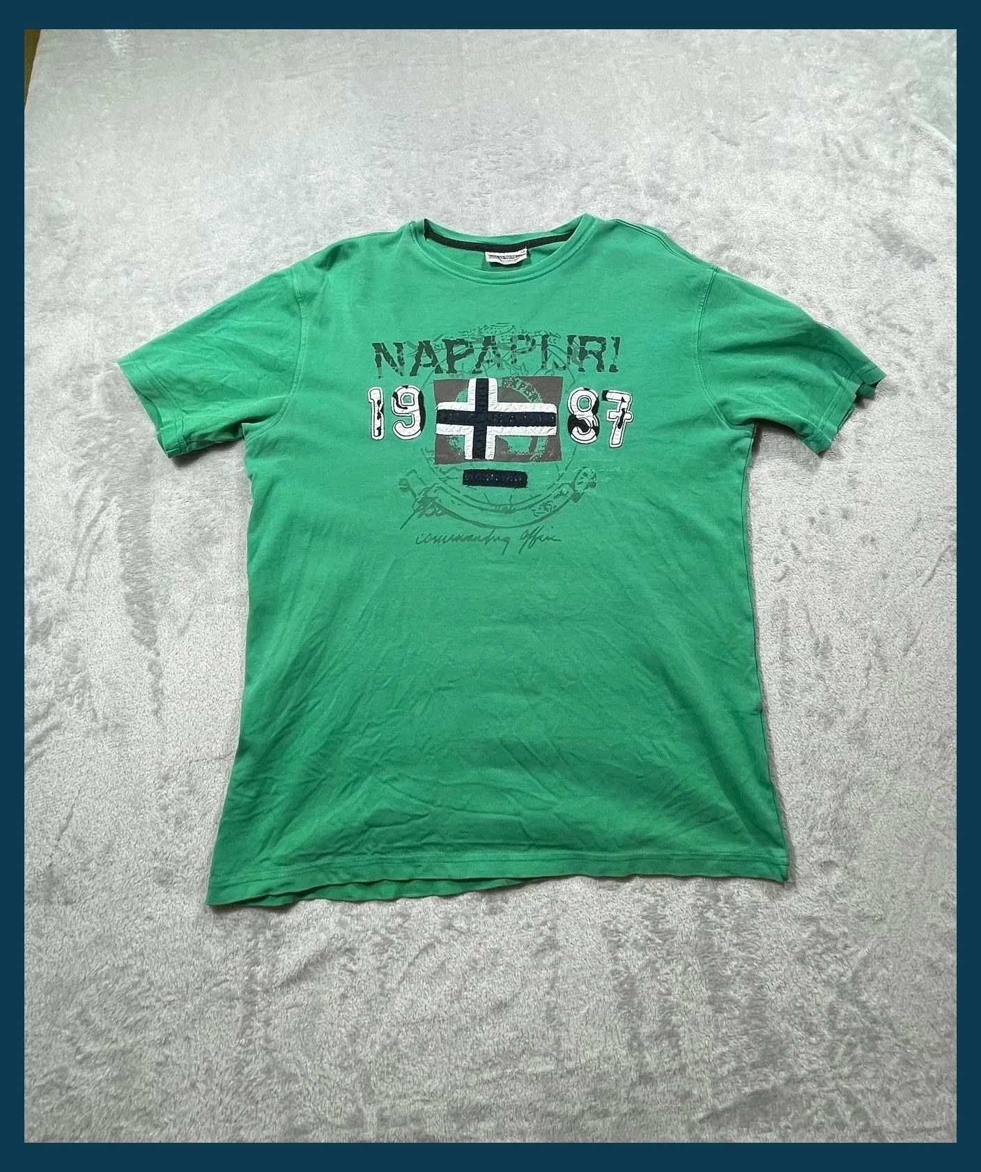 Napapijri T-Shirt Men Green Graphic Logo Size XL Short Sleeve Casual Vintage Streetwear Style – Napapijri – taille XL 2
