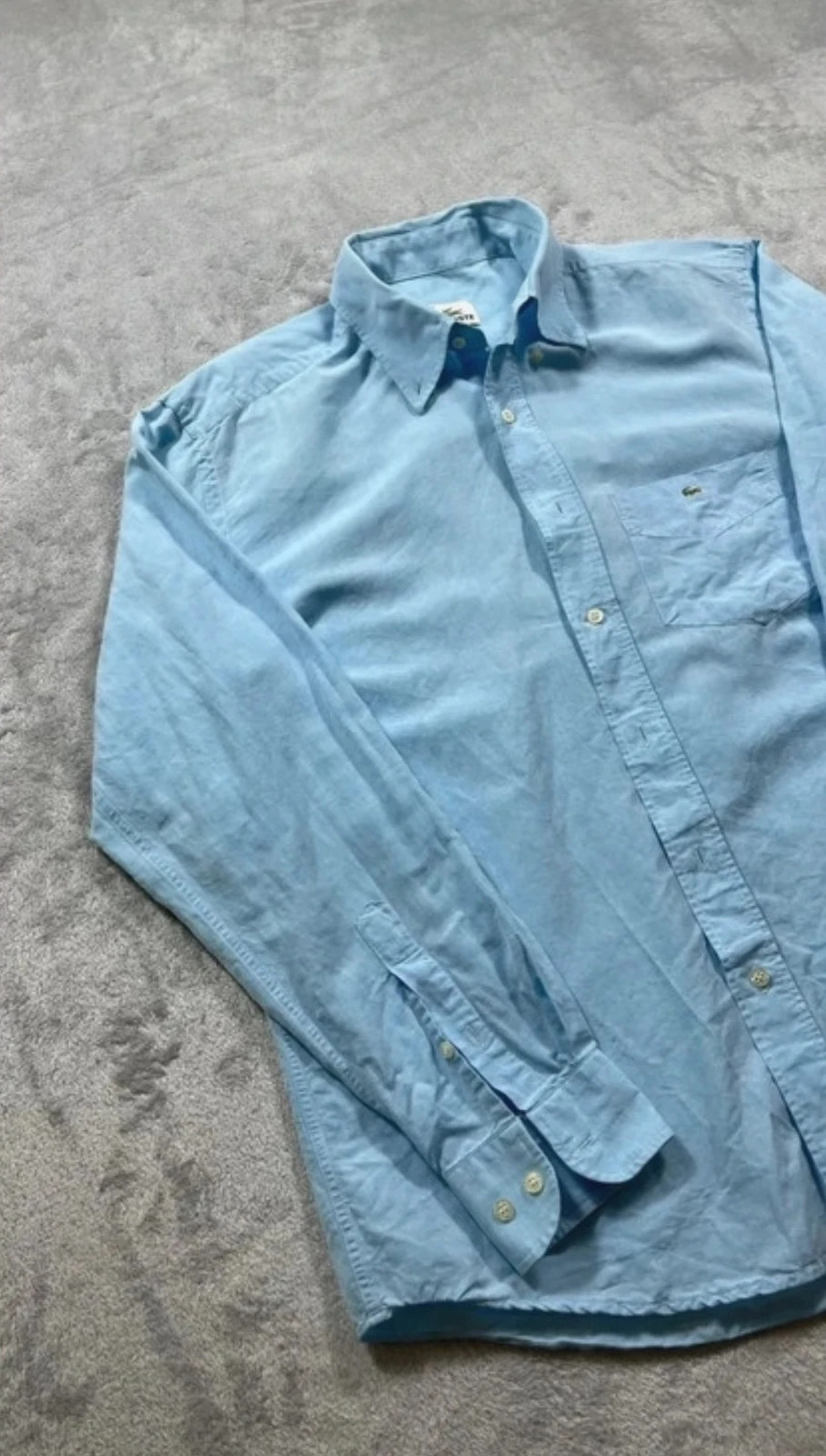 Lacoste Light Blue Linen Cotton Shirt Button Down Long Sleeve Size M Casual Elegant Basic – Lacoste – taille 38 cm 2
