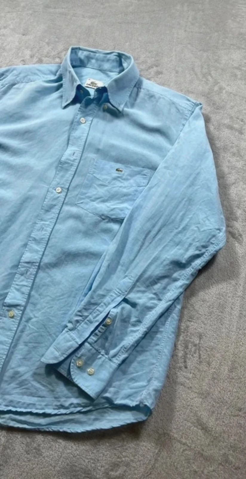 Lacoste Light Blue Linen Cotton Shirt Button Down Long Sleeve Size M Casual Elegant Basic – Lacoste – taille 38 cm 4