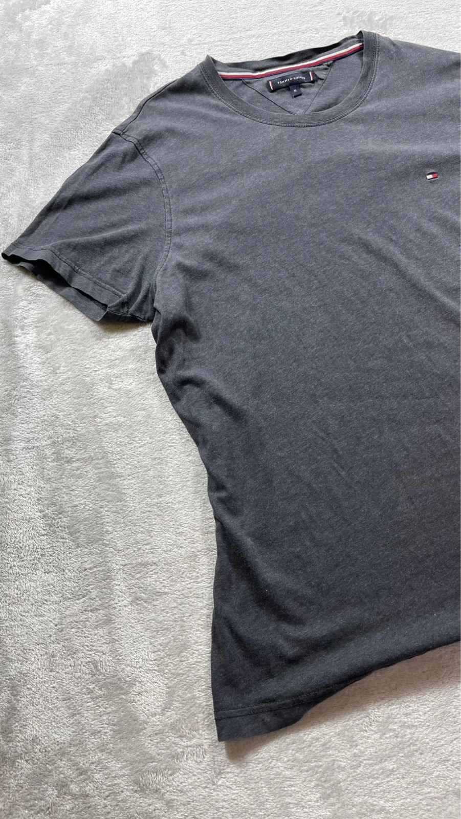 Tommy Hilfiger T-Shirt Dark Grey Melange Small Flag 00s Casual Size XL – Tommy Hilfiger – taille XL 3