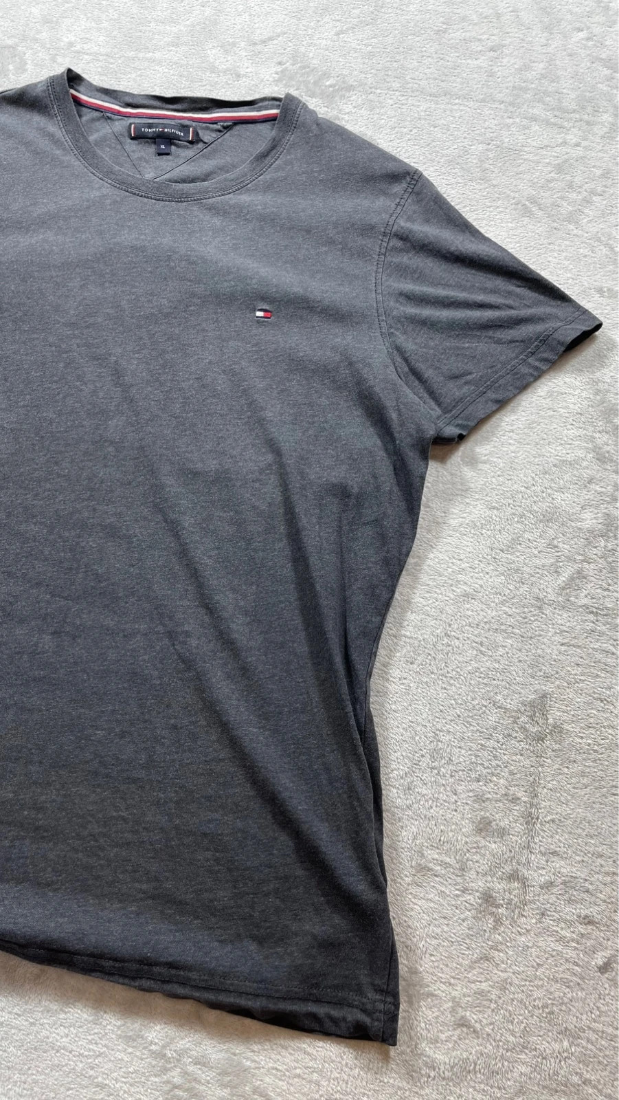 Tommy Hilfiger T-Shirt Dark Grey Melange Small Flag 00s Casual Size XL – Tommy Hilfiger – taille XL 5