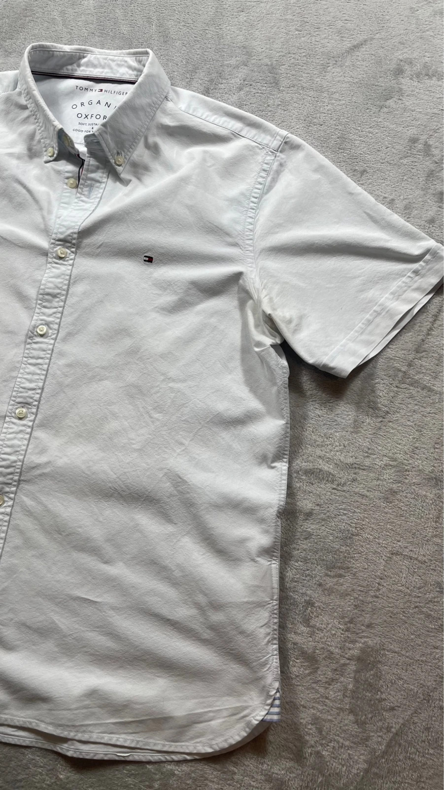 Tommy Hilfiger Shirt Short Sleeve Oxford Pale Blue Logo Casual 00s Talla XXL – Tommy Hilfiger – taille XXL 4