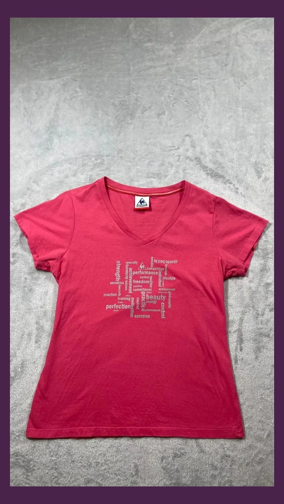 Le Coq Sportif T-Shirt Woman Pink V-Neck Graphic Print Size L Casual Sporty Short Sleeve Tee – Le Coq Sportif – taille L / 40 / 12 2