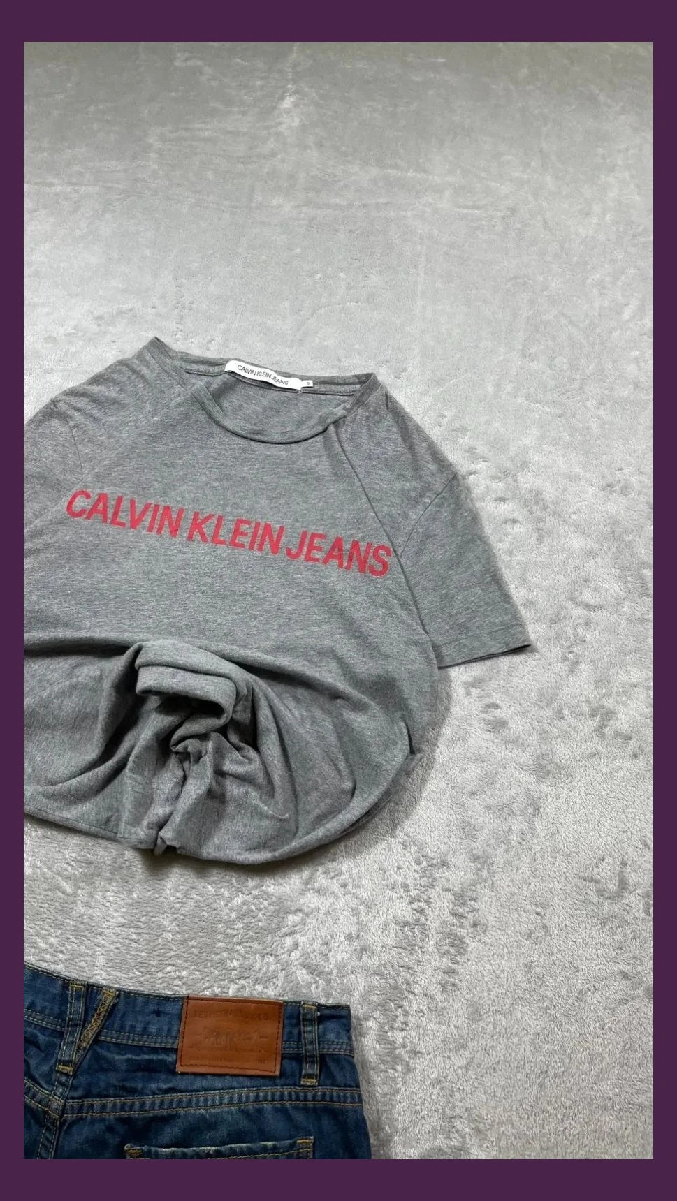 Calvin Klein Jeans T-Shirt Women Grey Size S Red Logo Casual Minimalist Streetwear Style – Calvin Klein Jeans – taille S / 36 / 8 4
